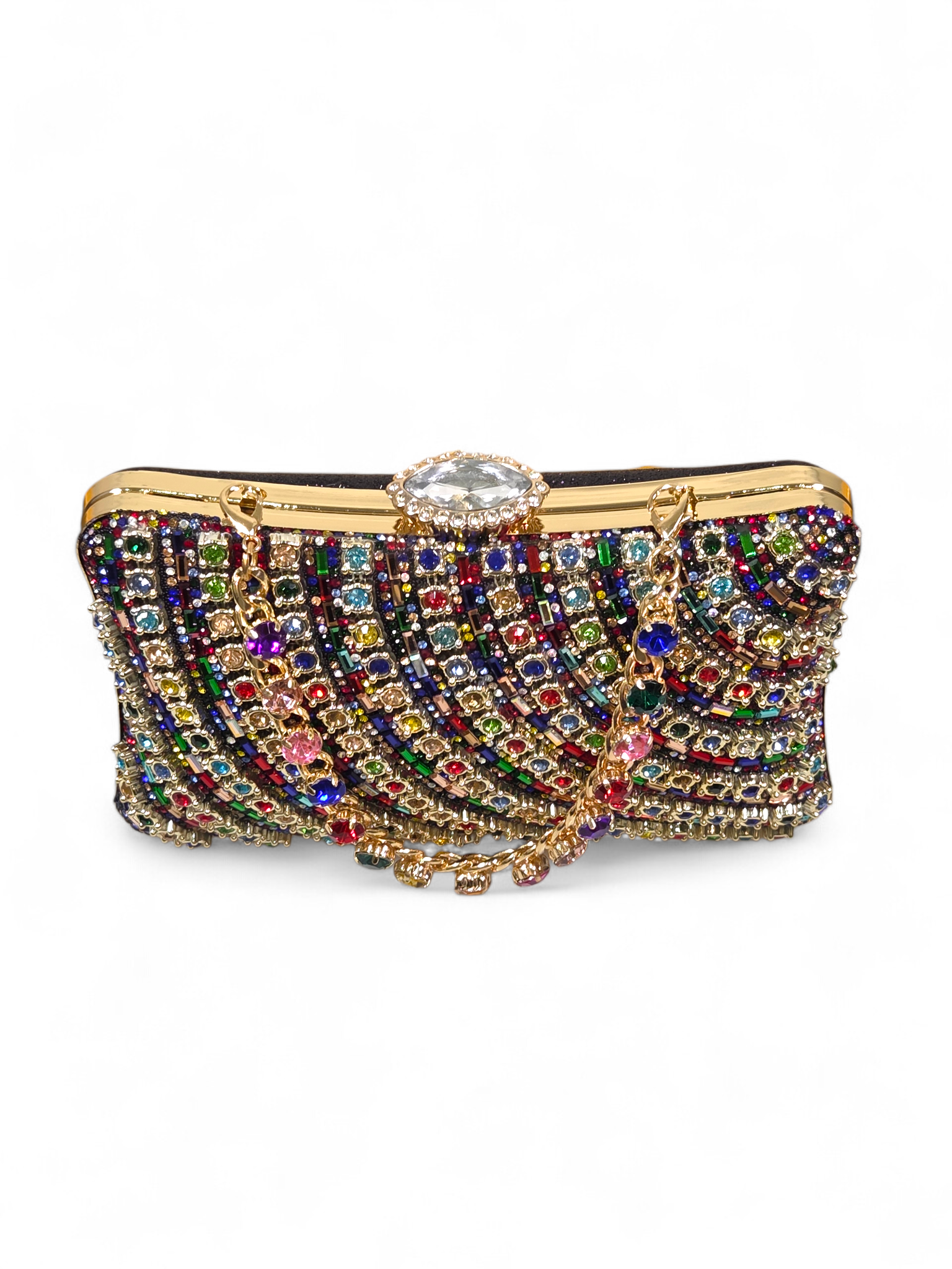 Bolsa Clutch Cristal Preto Colorido 1054