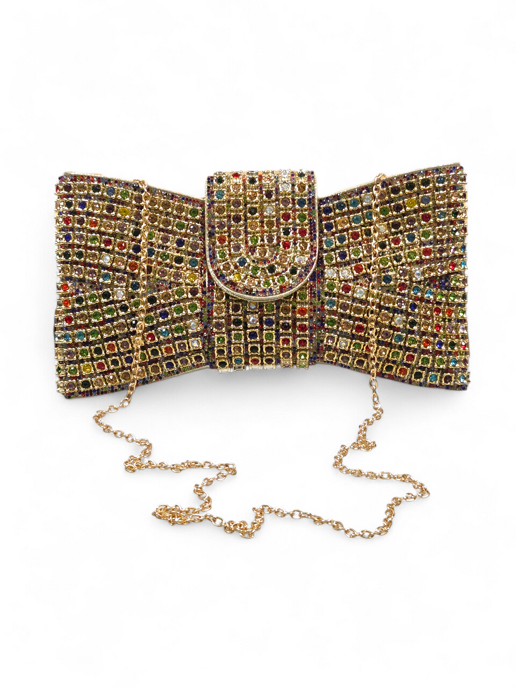 Carteira Clutch Cristal Dourado Colorido 1064