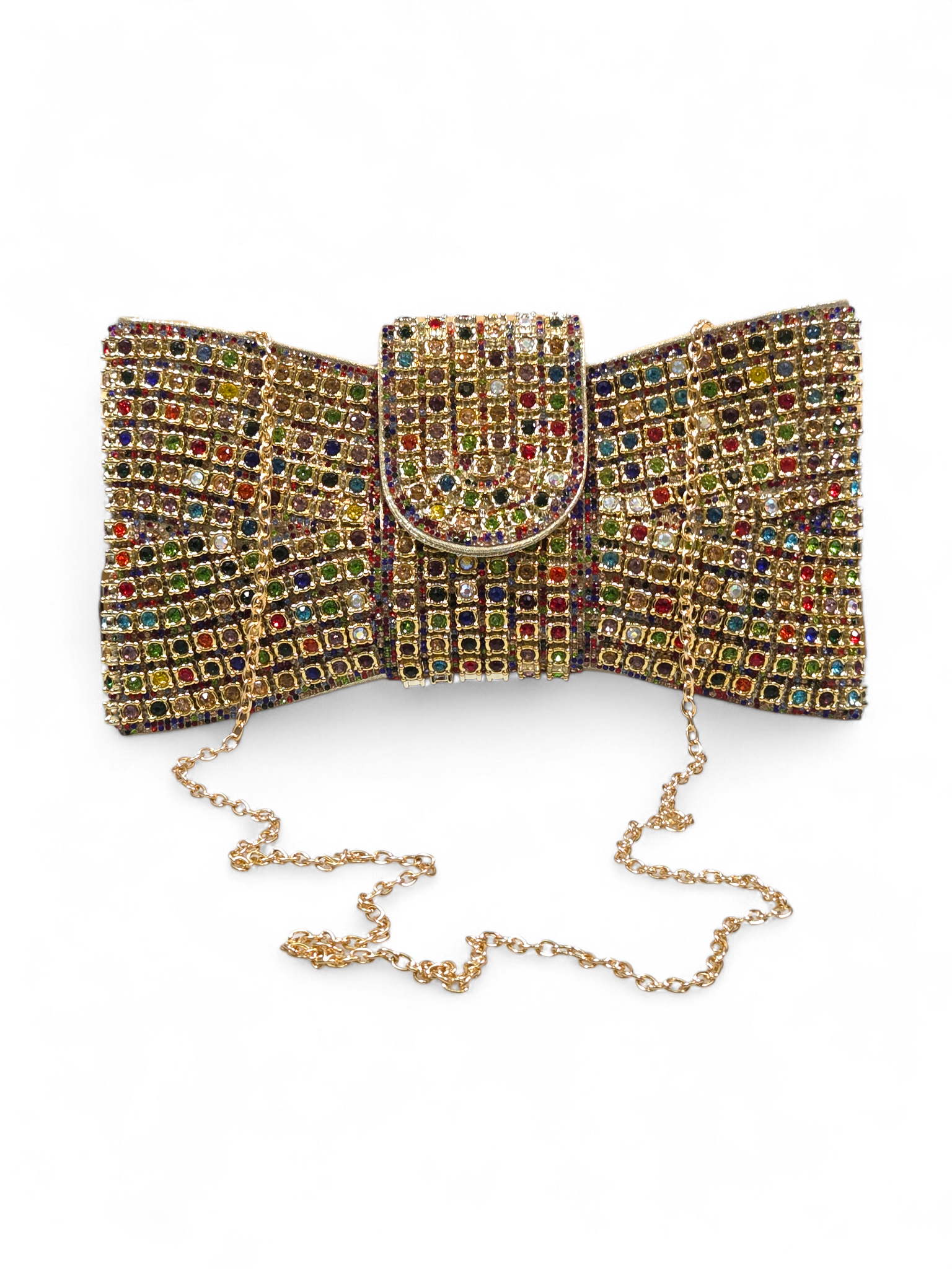 Carteira Clutch Cristal Dourado Colorido 1064