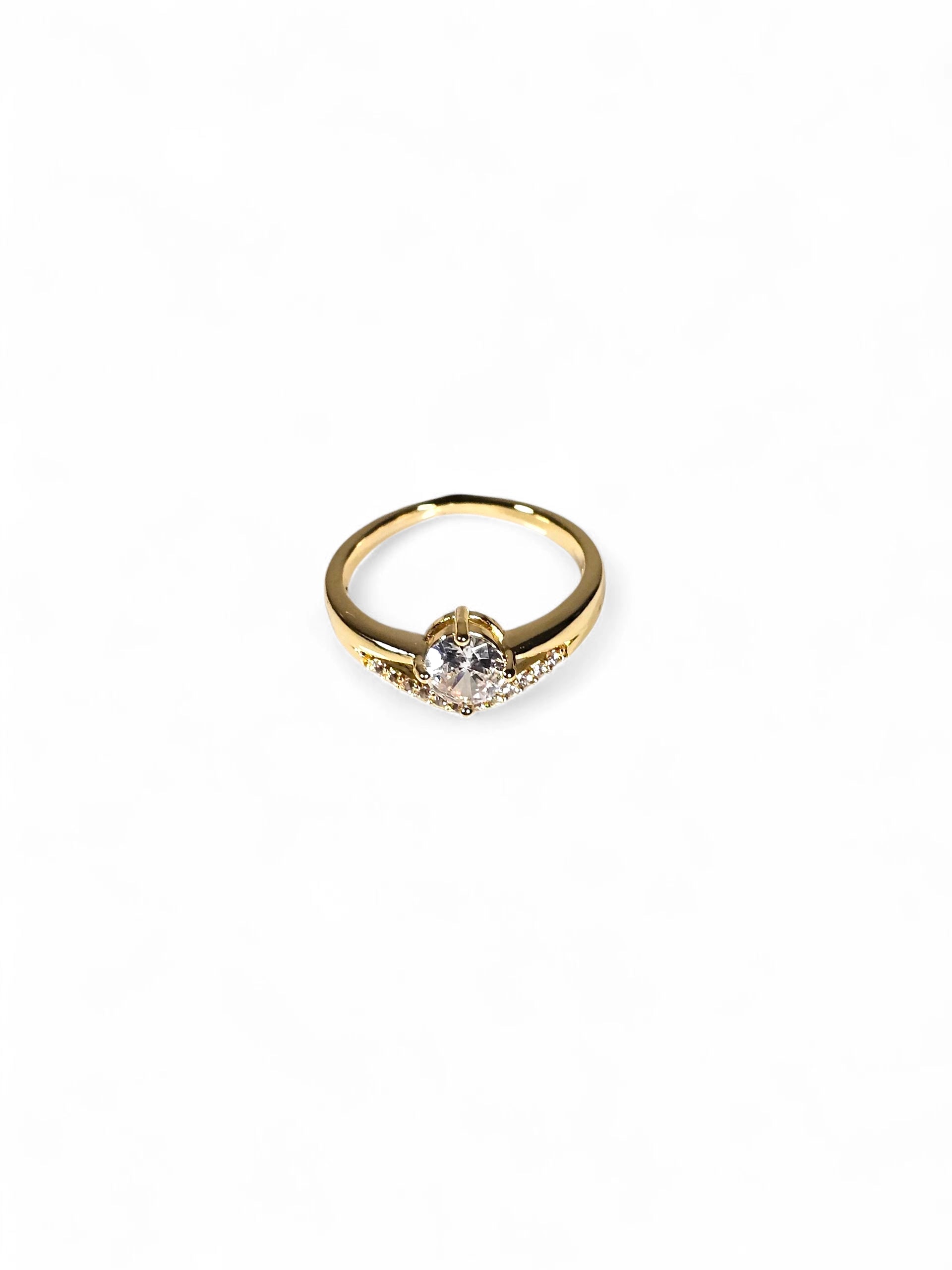 Anel Cristal Zirconia Dourada 007