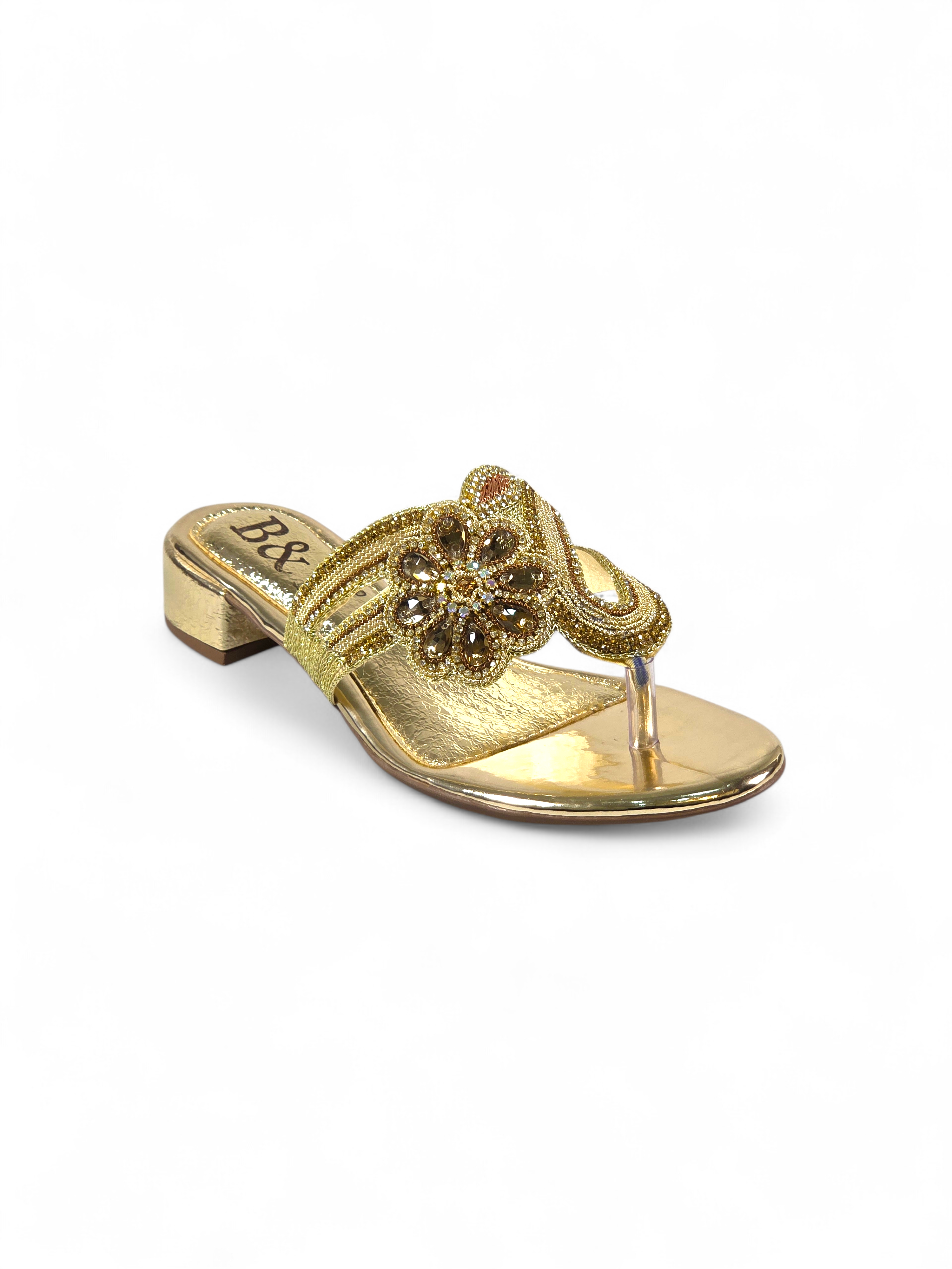 Chinelo 9821 Dourado Salto Bloco