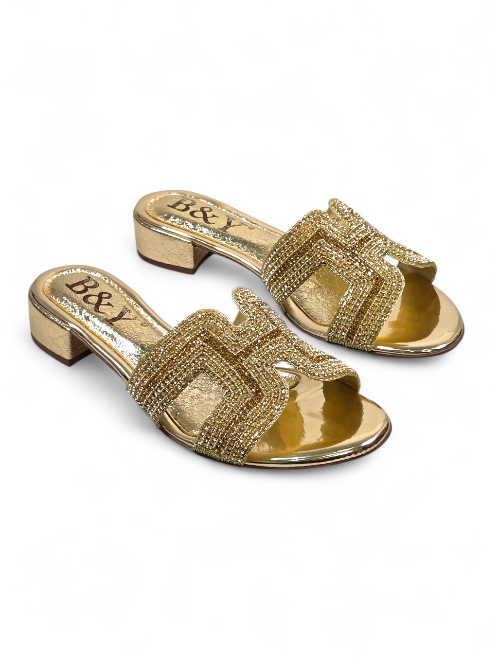 Tamanco 9568 Dourado Salto Bloco 3 cm