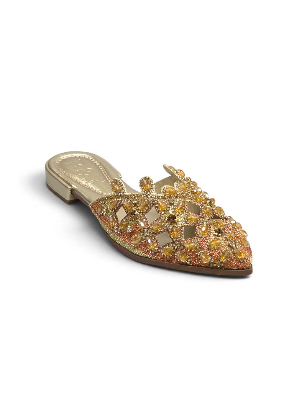 Mule 9183 Dourado Salto Baixo 2 Cm