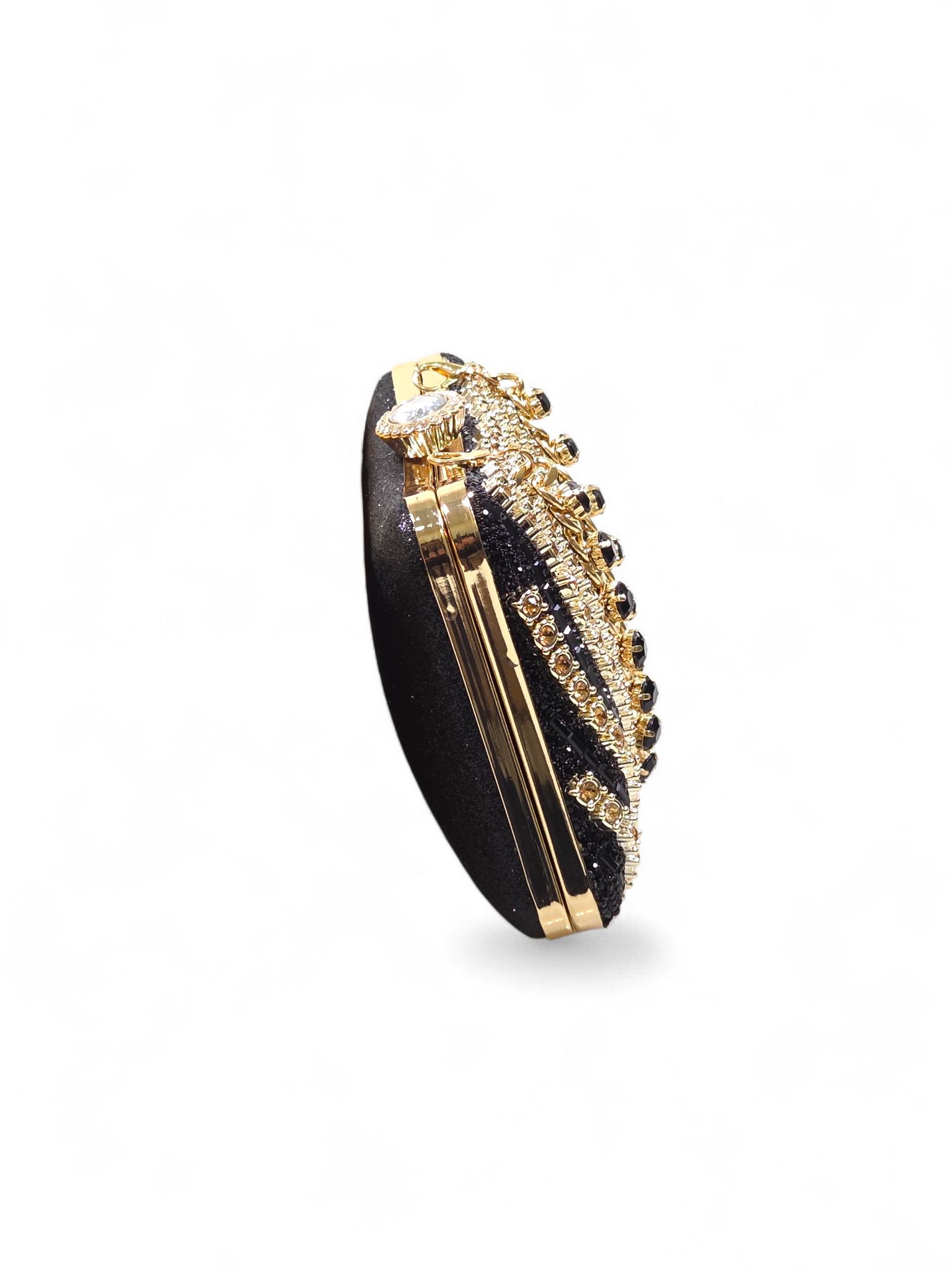 Bolsa Clutch Cristal Preto Dourado 1056