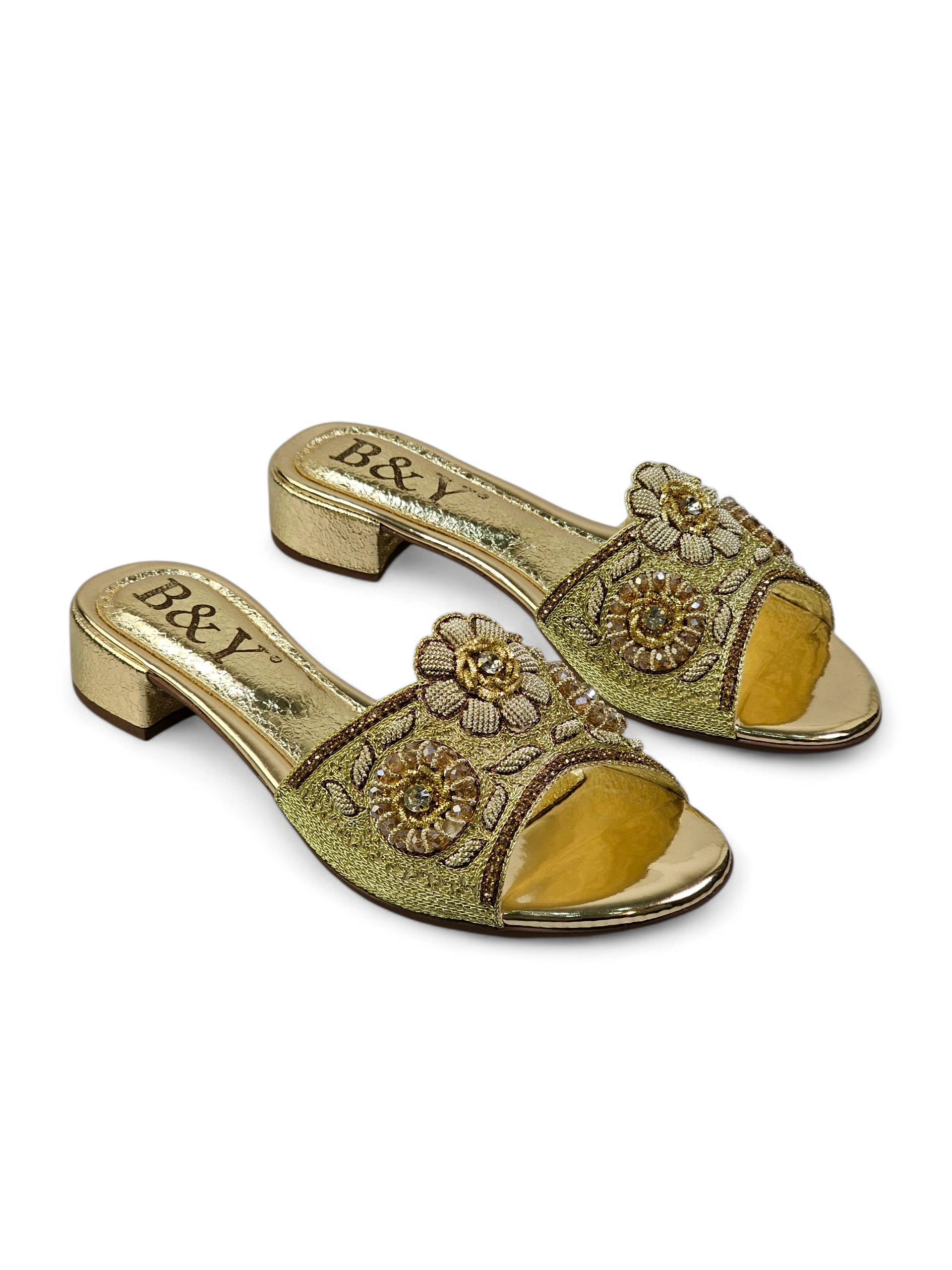 Tamanco 9367 Dourado Salto Bloco