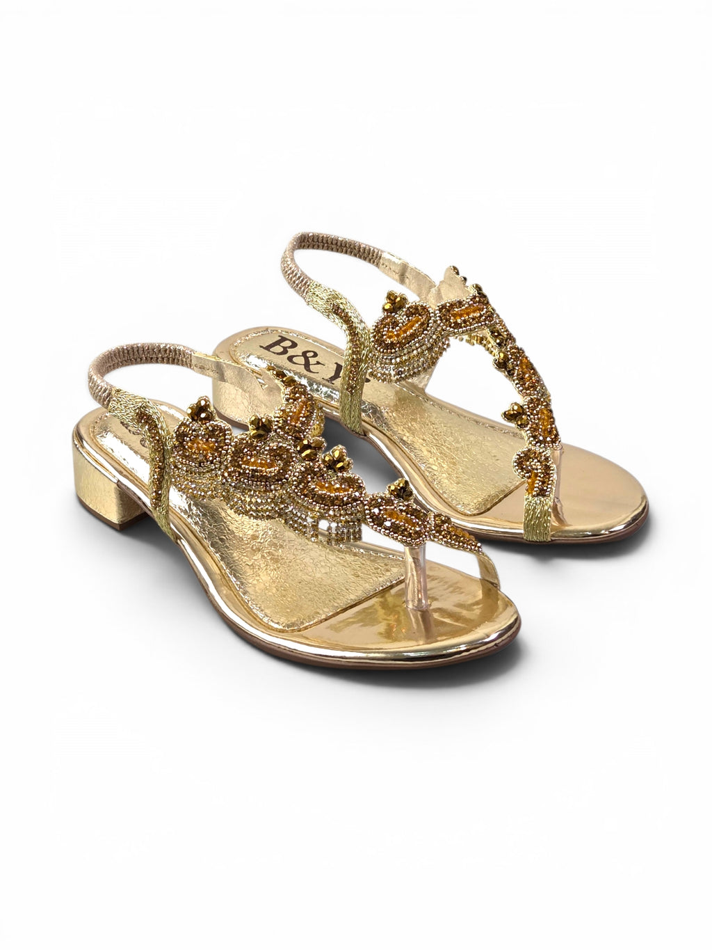 Sandália 9803 Dourado Salto Bloco 3 cm
