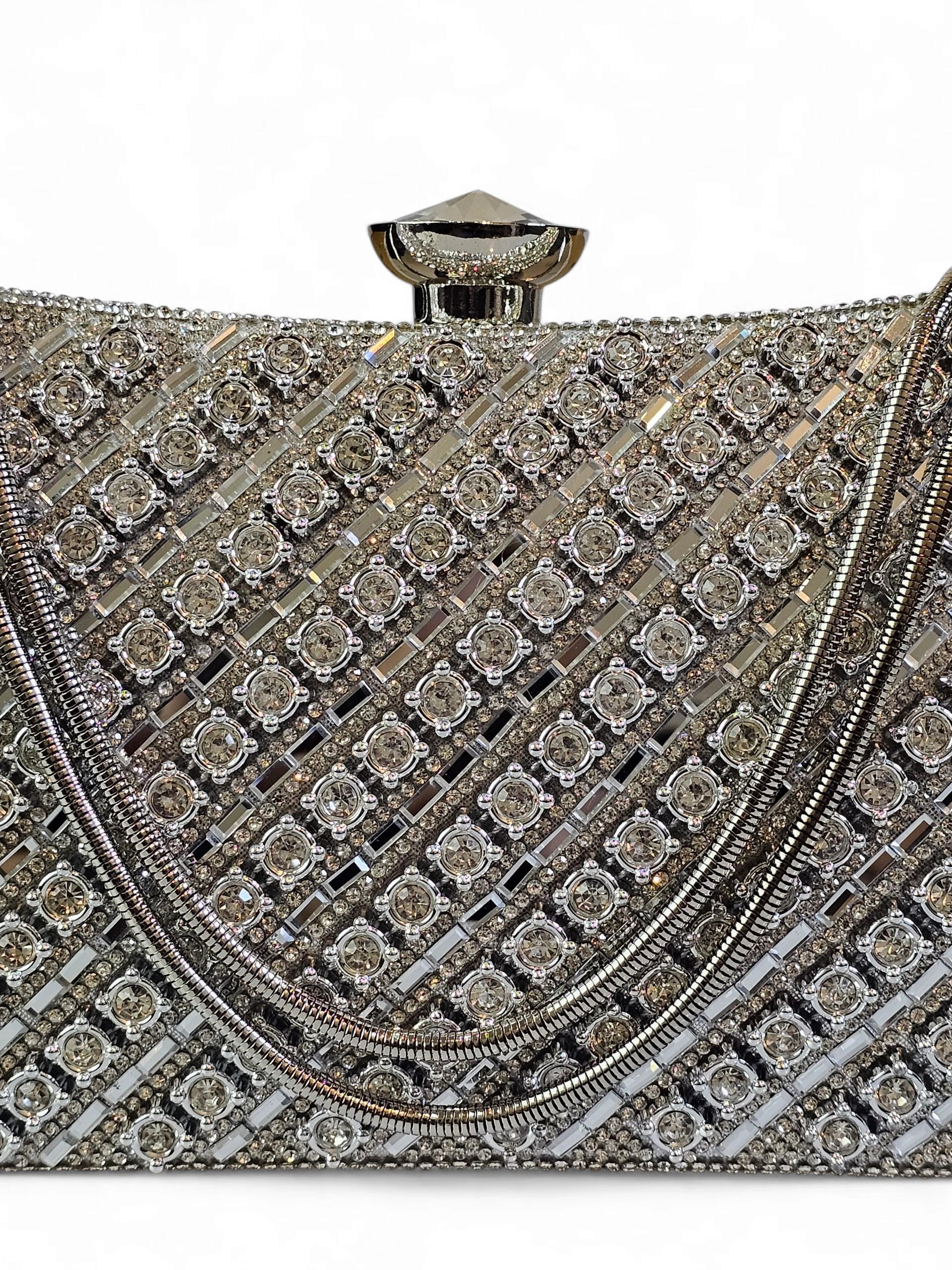 Bolsa Clutch Cristal Prata 020