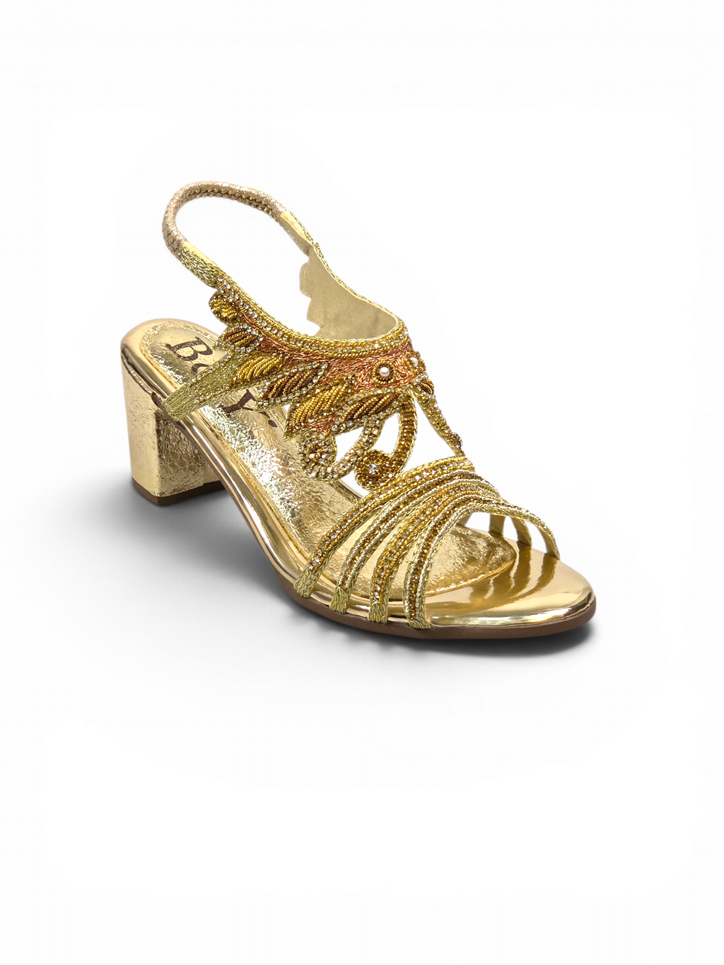 Sandália 9717 Dourado Com Salto Alto 6cm