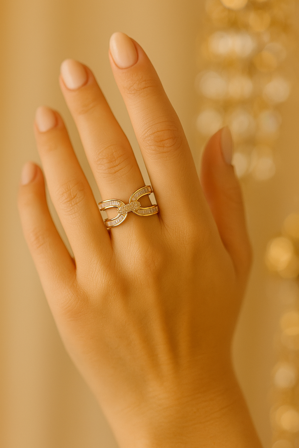 Anel Cristal Zirconia Dourada 001