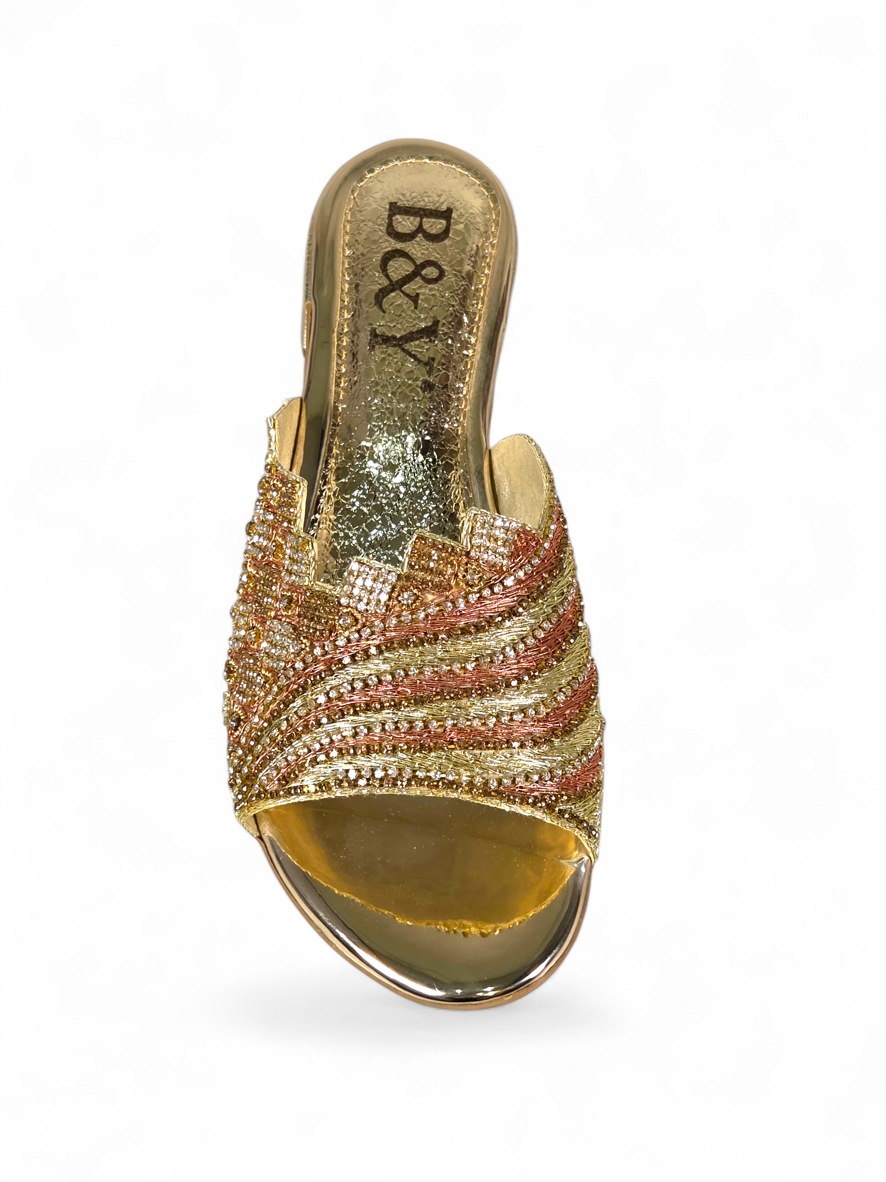 Tamanco 9369 Dourado Salto Bloco