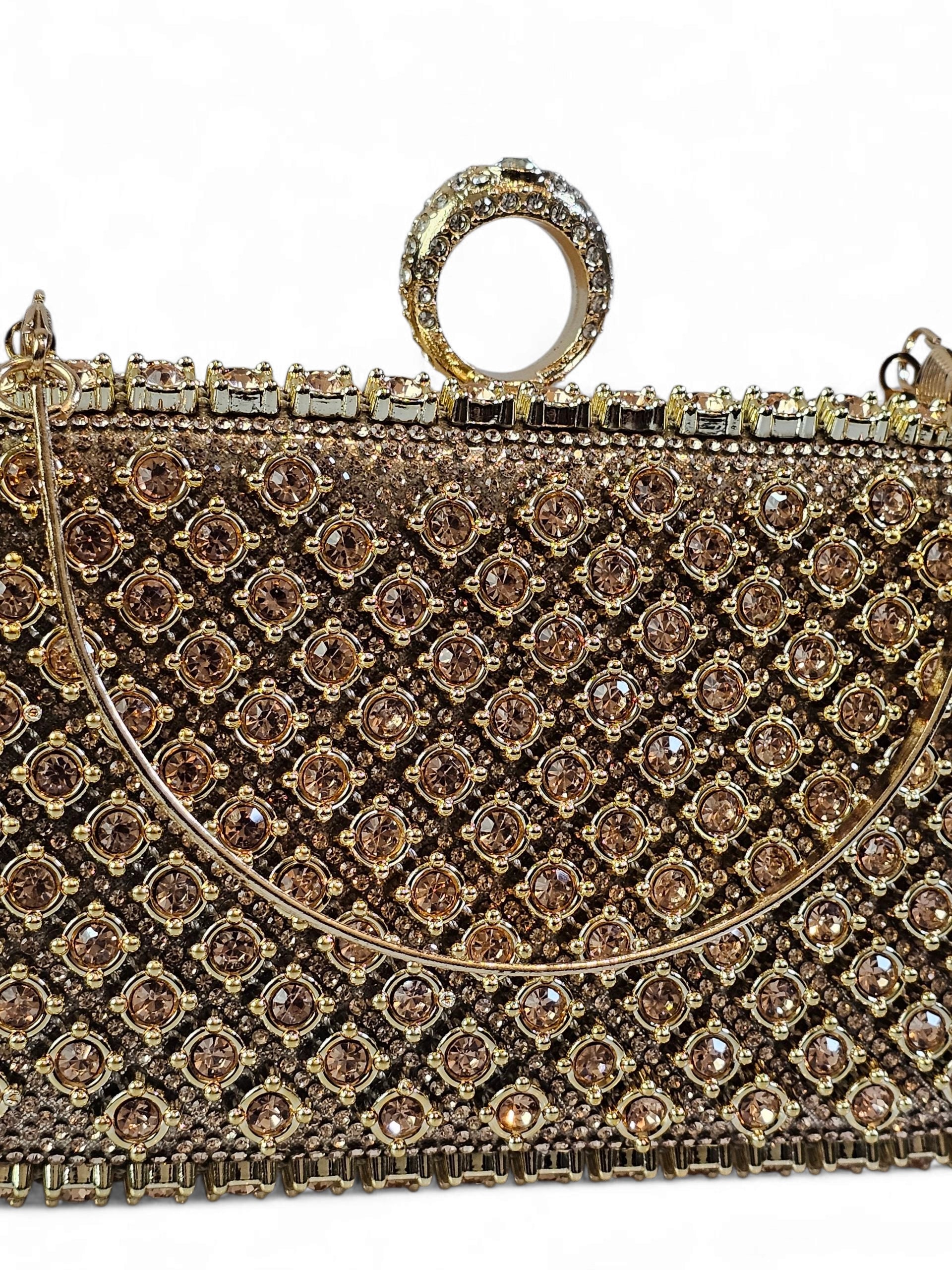 Bolsa Clutch Cristal Dourada 1004