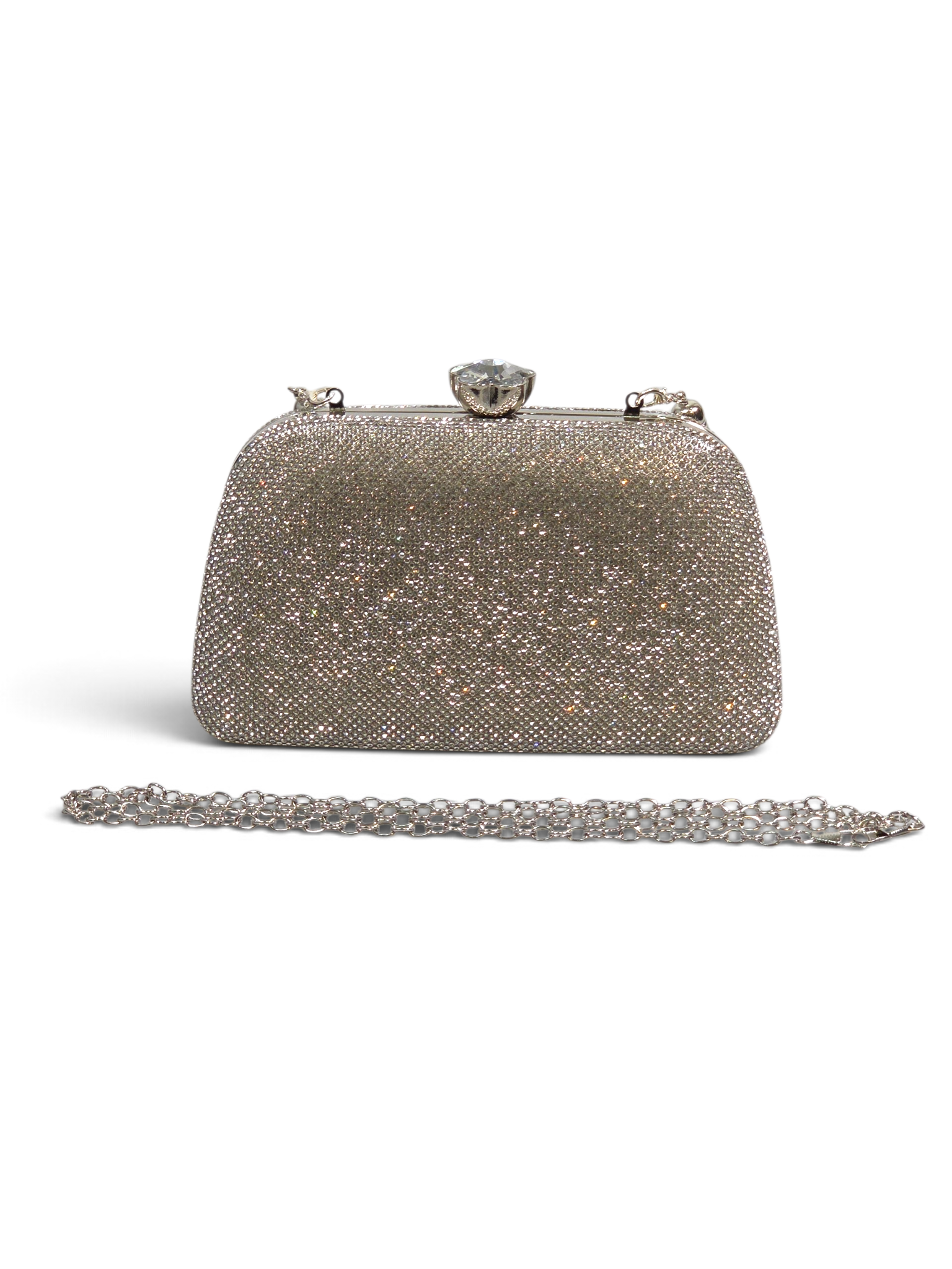 Bolsa Glamour Clutch Cristal Prata 1092