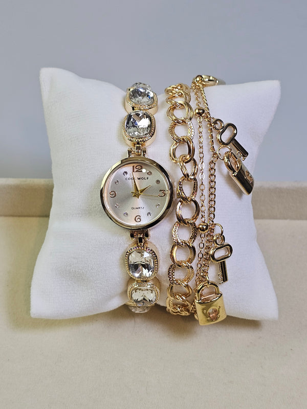 Relógio Prova d’Água com Pulseira Folheada 027