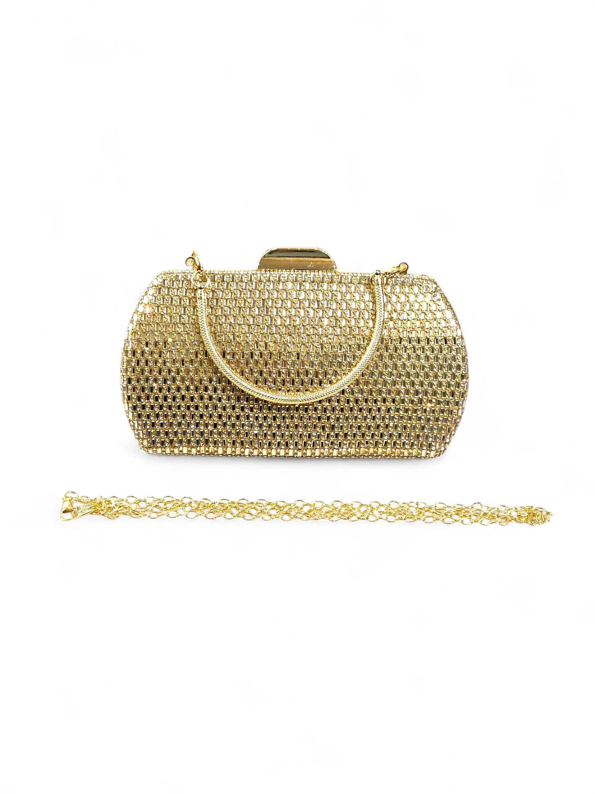 Bolsa Clutch Cristal Dourada 1022