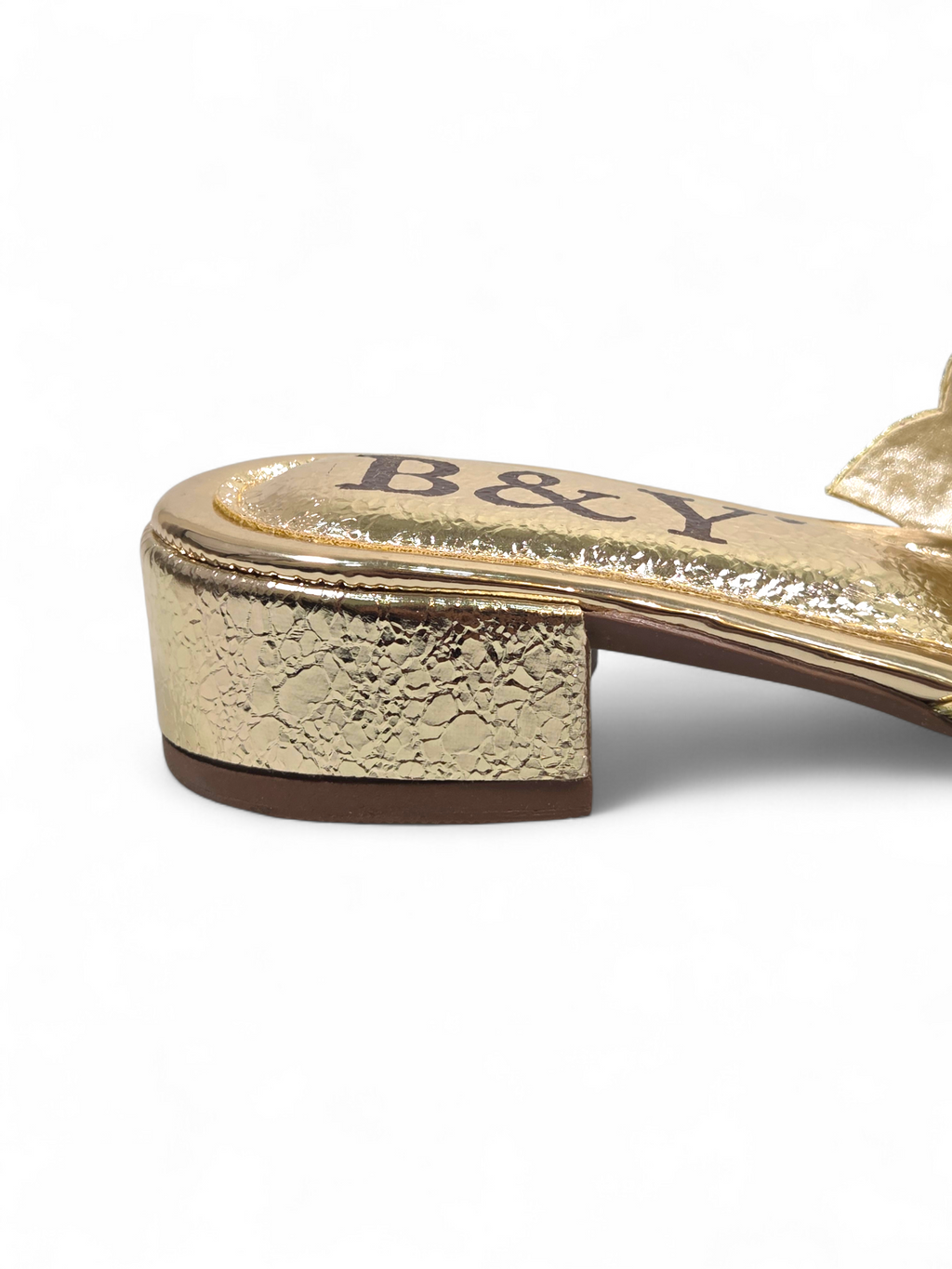 Chinelo 9827 Dourado com Rosa Salto Bloco