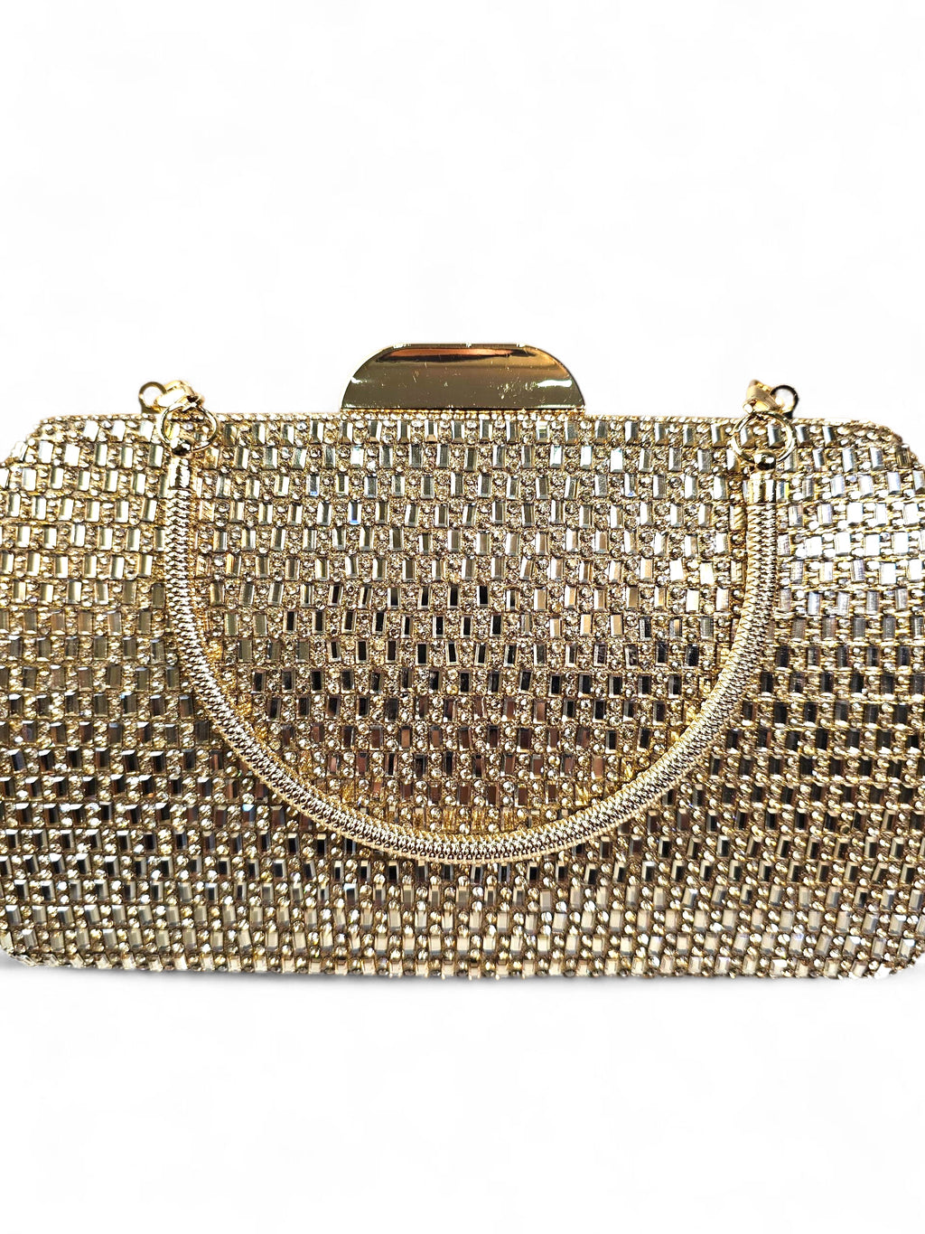 Bolsa Clutch Cristal Dourada 1022