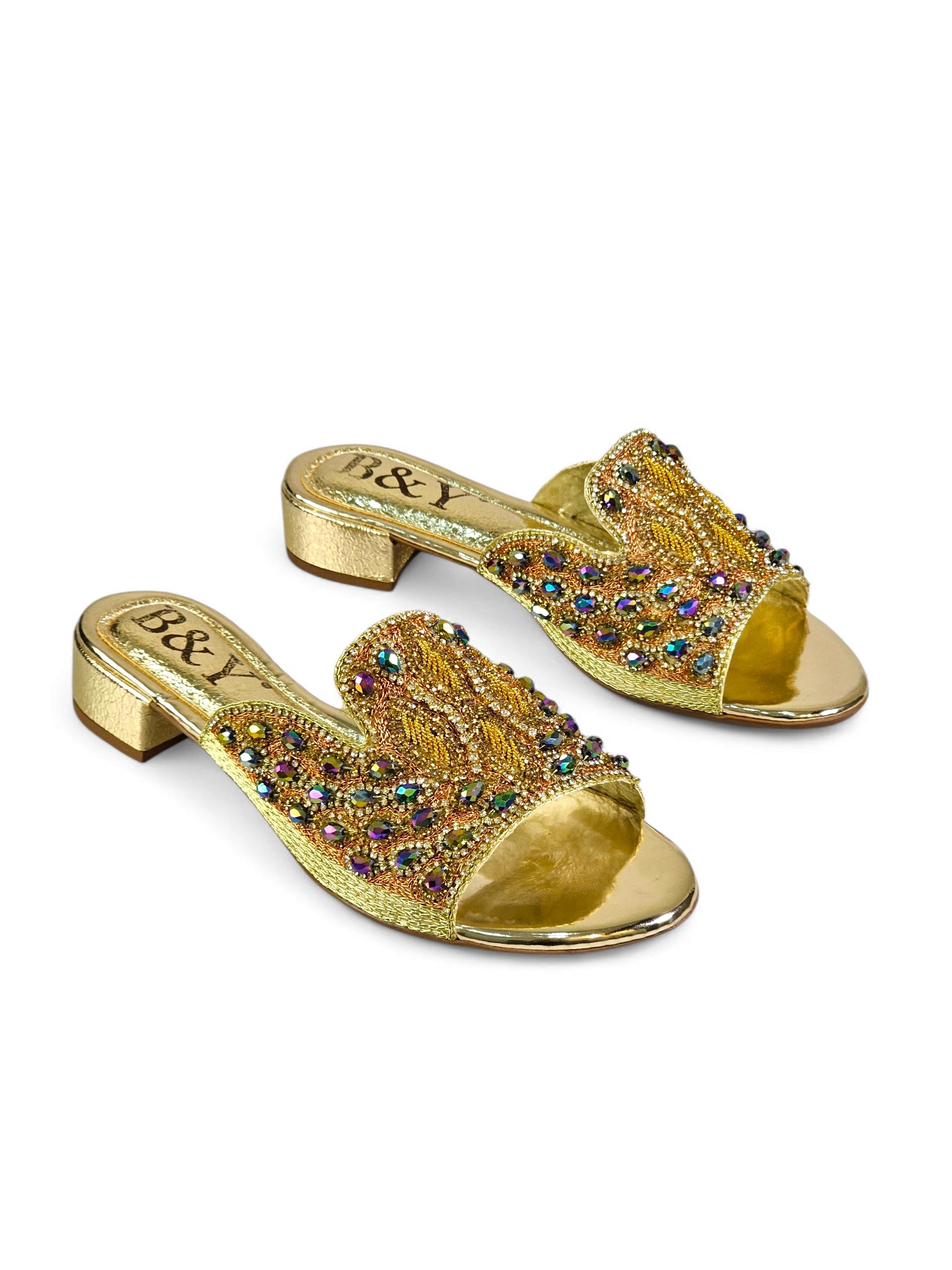 Tamanco 9368 Dourado Salto Bloco