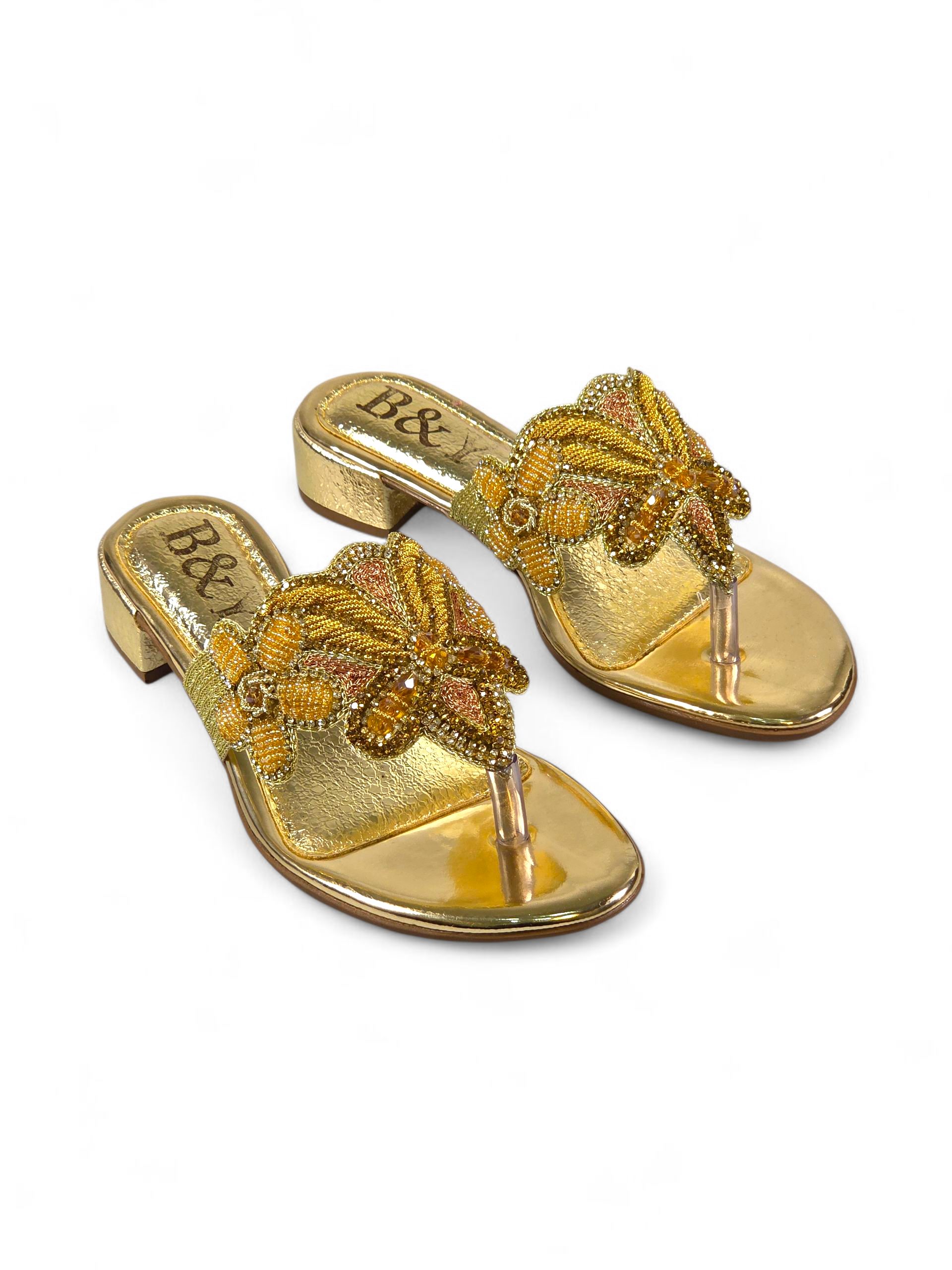 Chinelo 9418 Dourado Salto Bloco