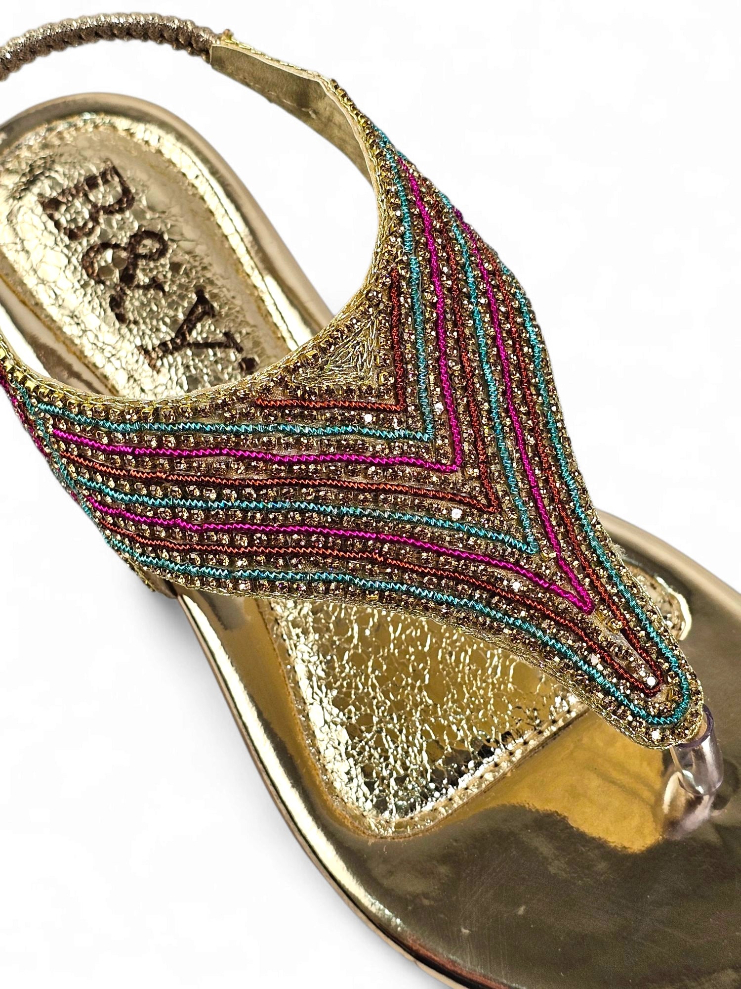 Sandália 6014 Dourado Colorido Sem Salto