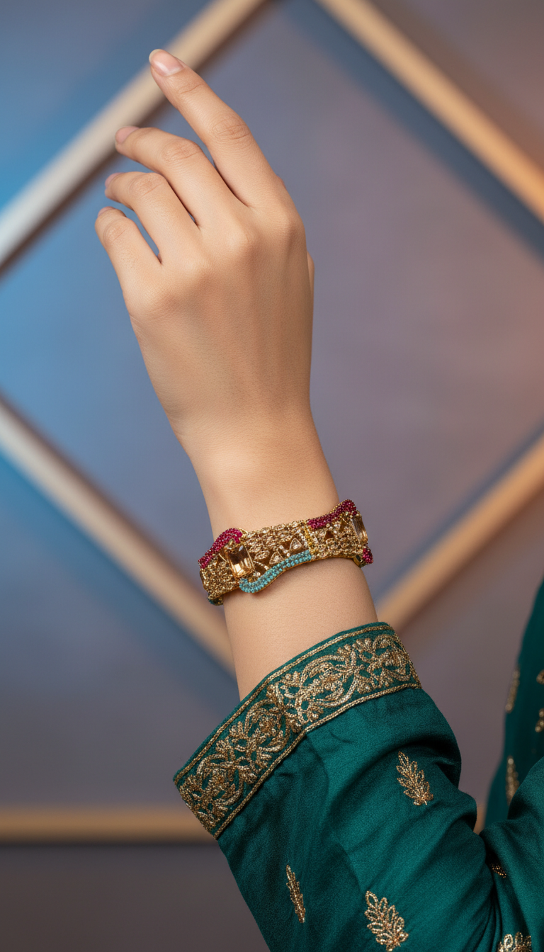 Bracelete Folheado Semi Joia Dourado #1024