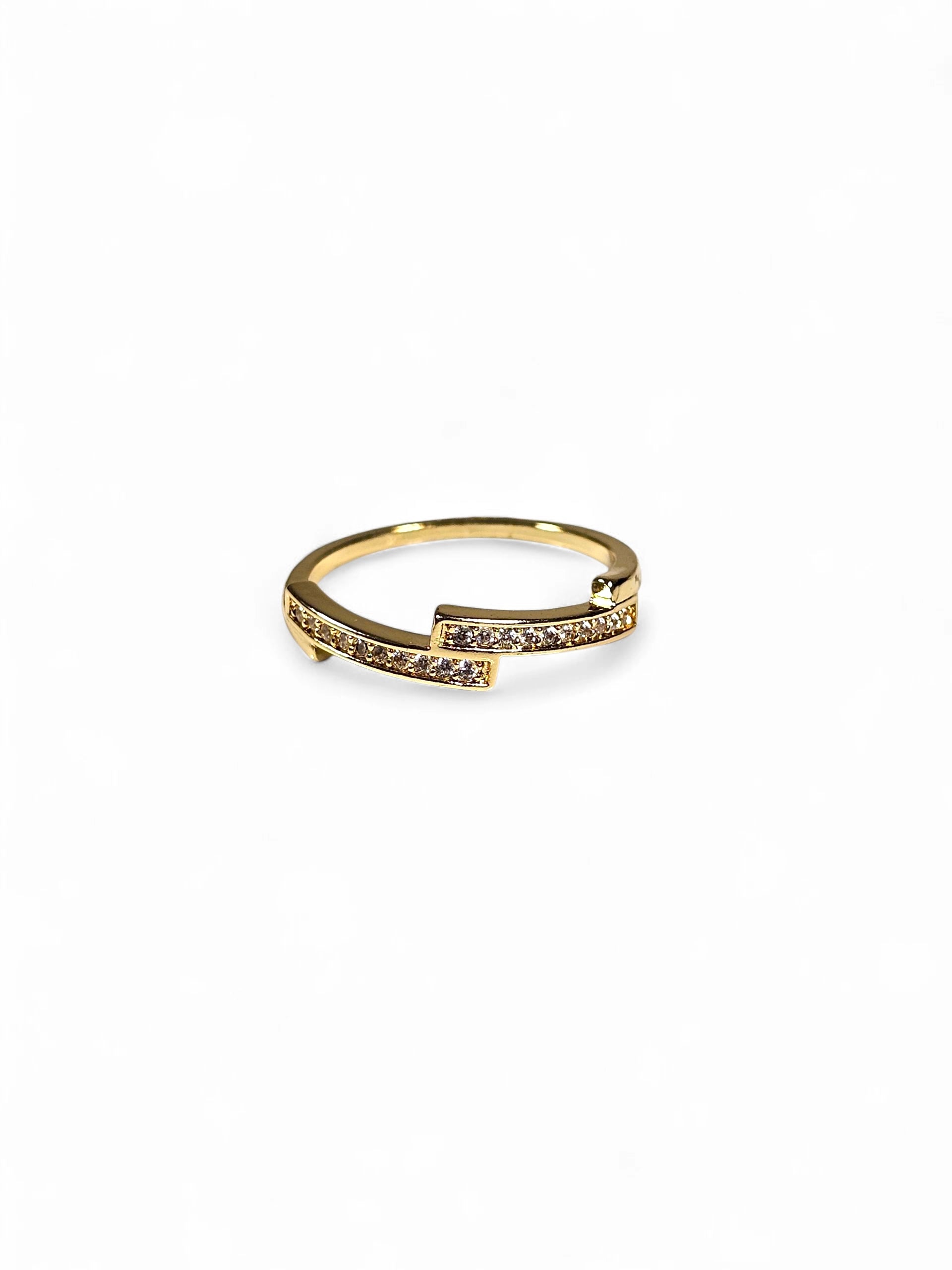 Anel Cristal Zirconia Dourada 012