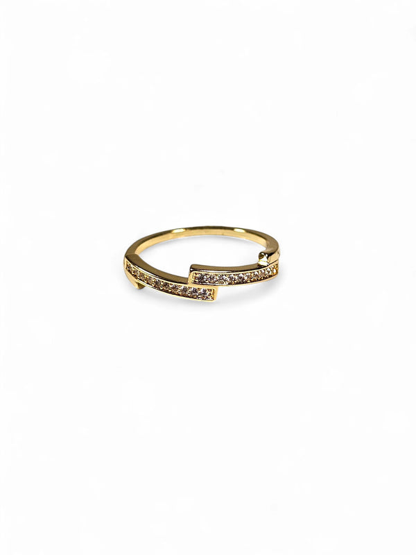 Anel Cristal Zirconia Dourada 012