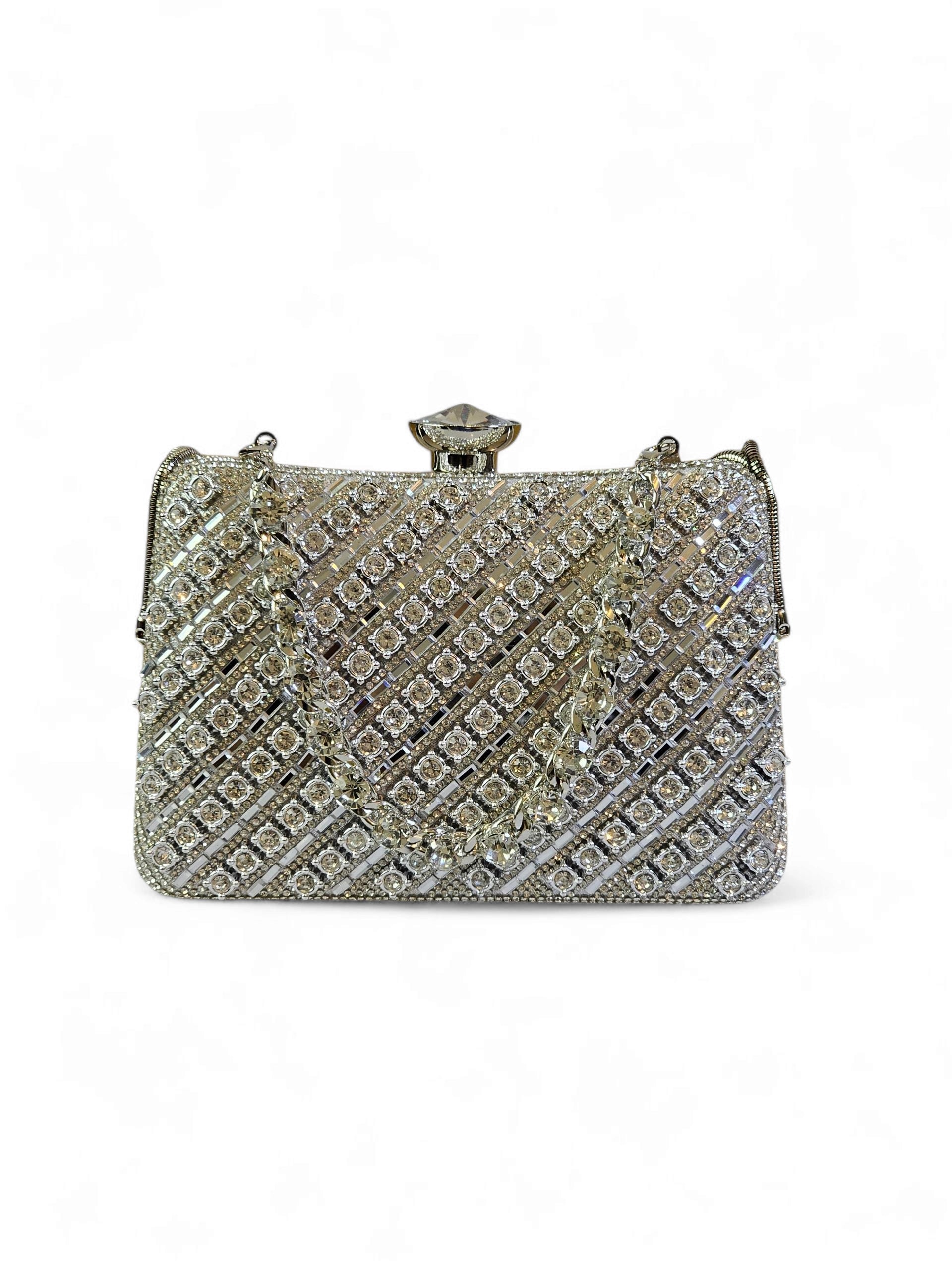 Bolsa Clutch Cristal Prata 020