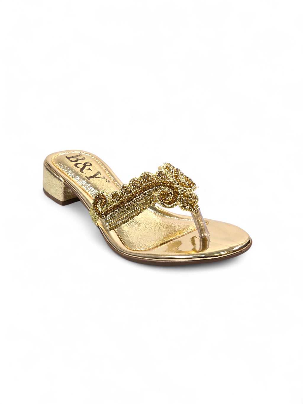 Chinelo 3047 Dourado Salto Bloco