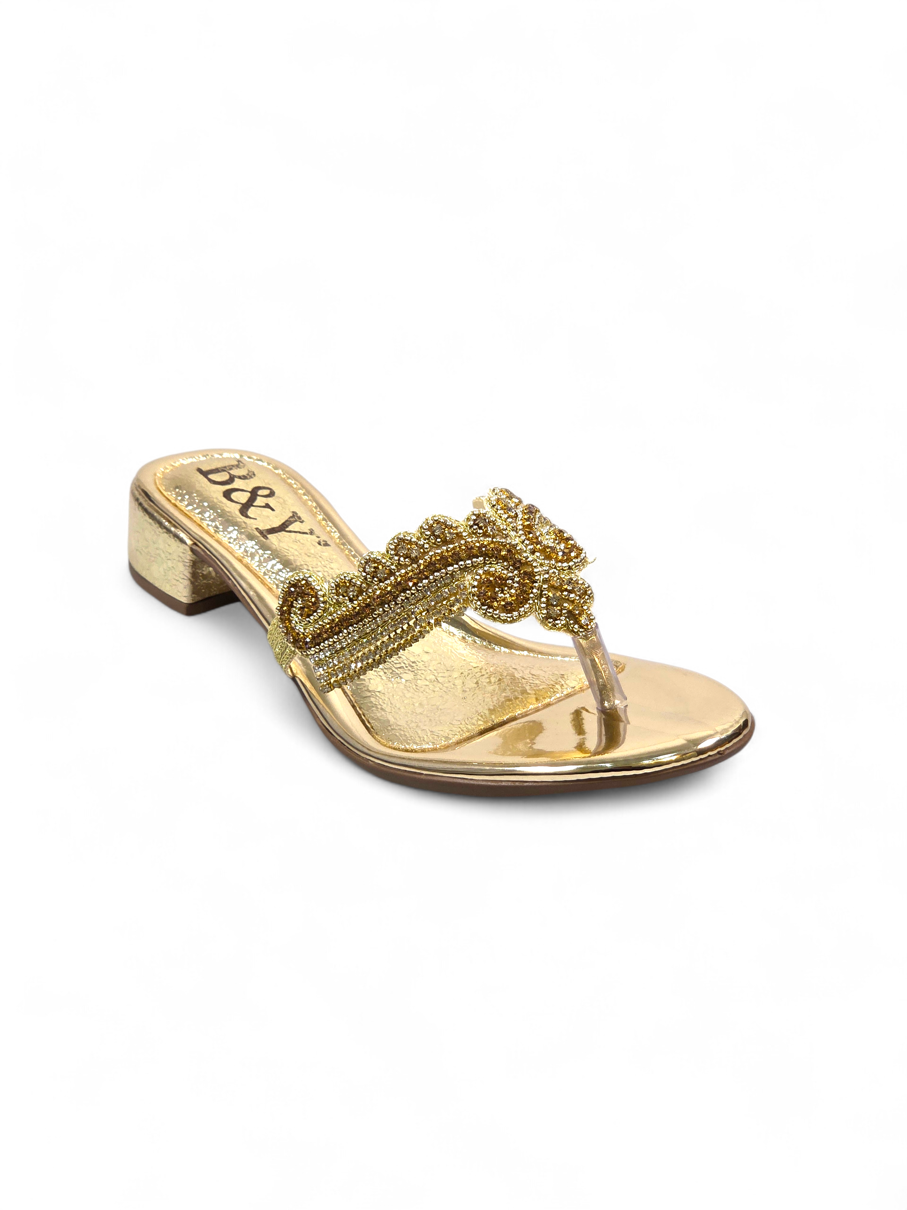 Chinelo 3047 Dourado Salto Bloco