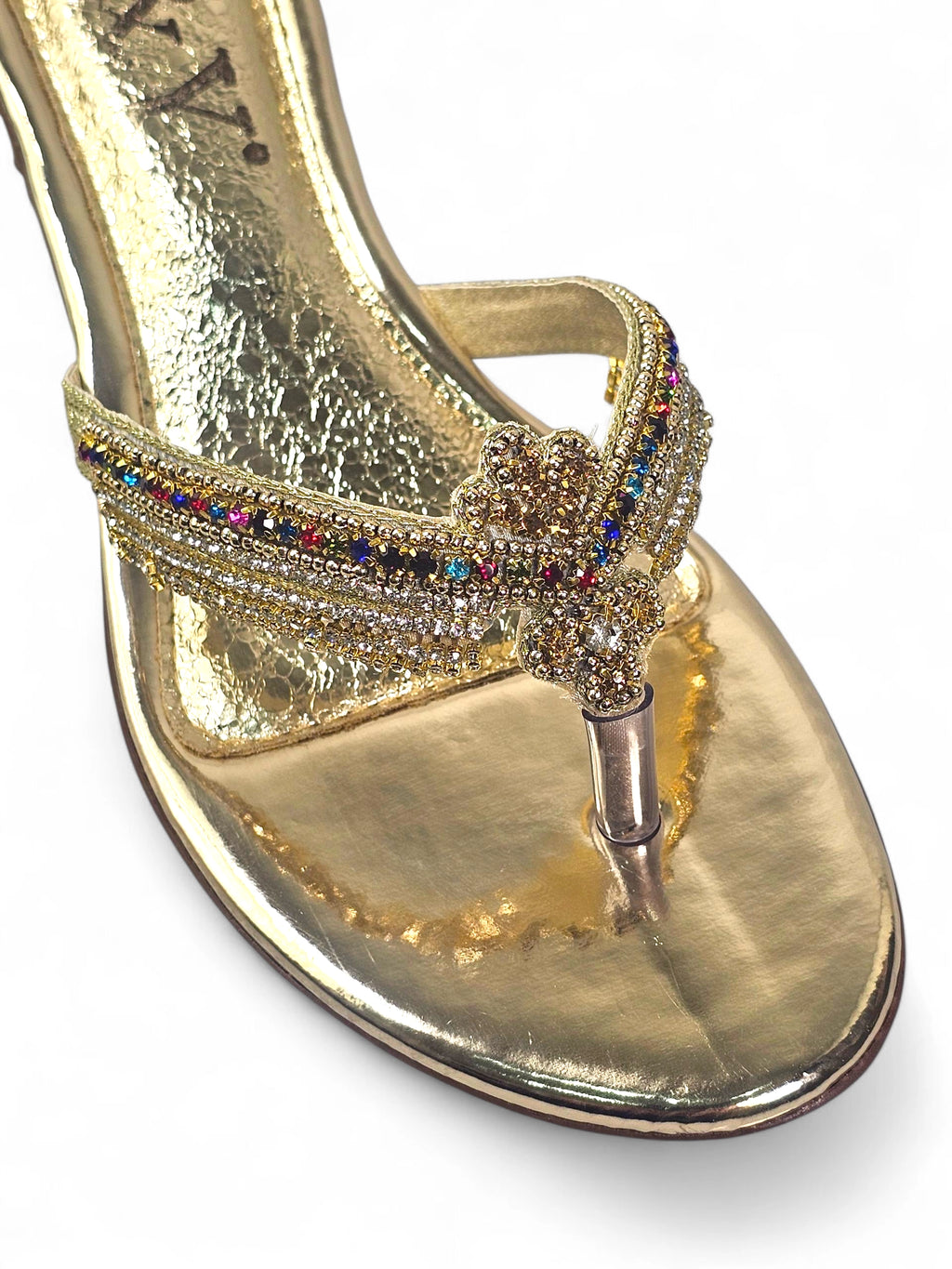 Chinelo 1057 Dourado Colorido Salto Bloco