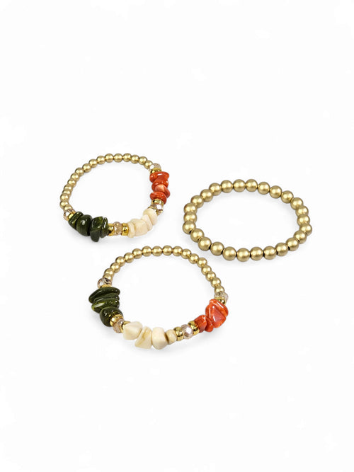 Kit 3 Pulseiras Resina Dourado 012