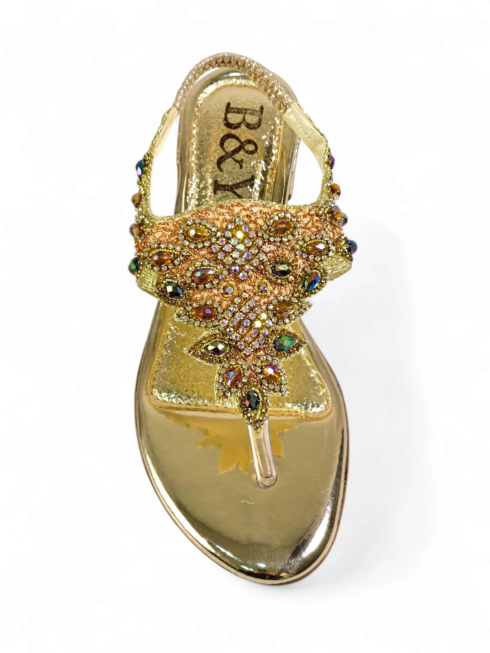 Sandália 9749 Dourado Com Salto Bloco 3cm