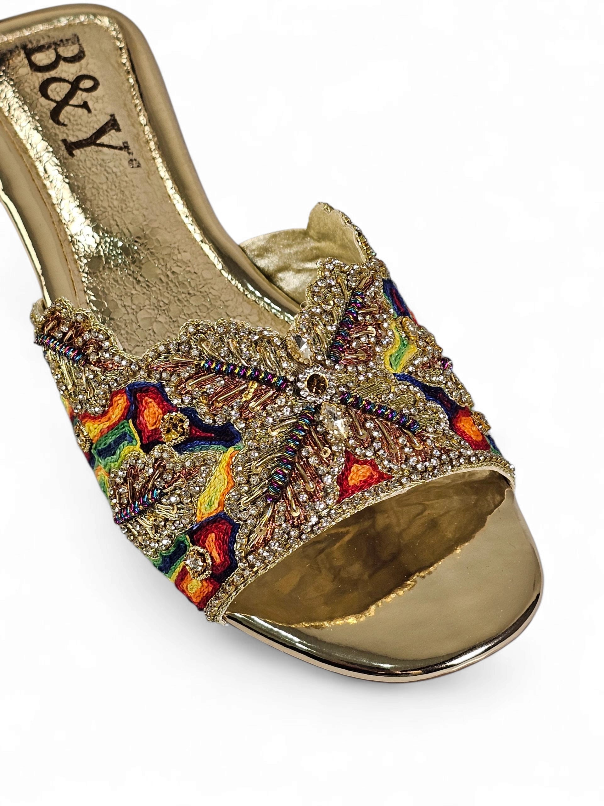 Tamanco 9723 Dourado Sem Salto