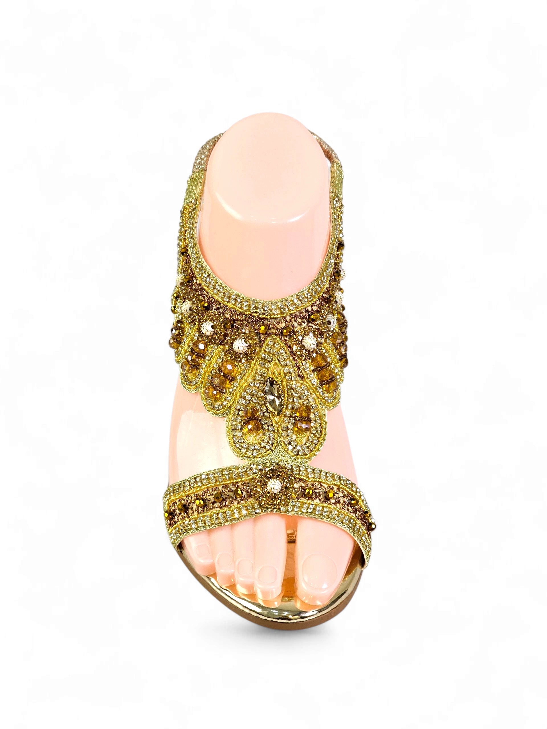 Sandália 9462 Dourado Com Salto 6cm