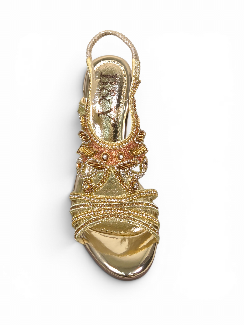 Sandália 9717 Dourado Com Salto Alto 6cm