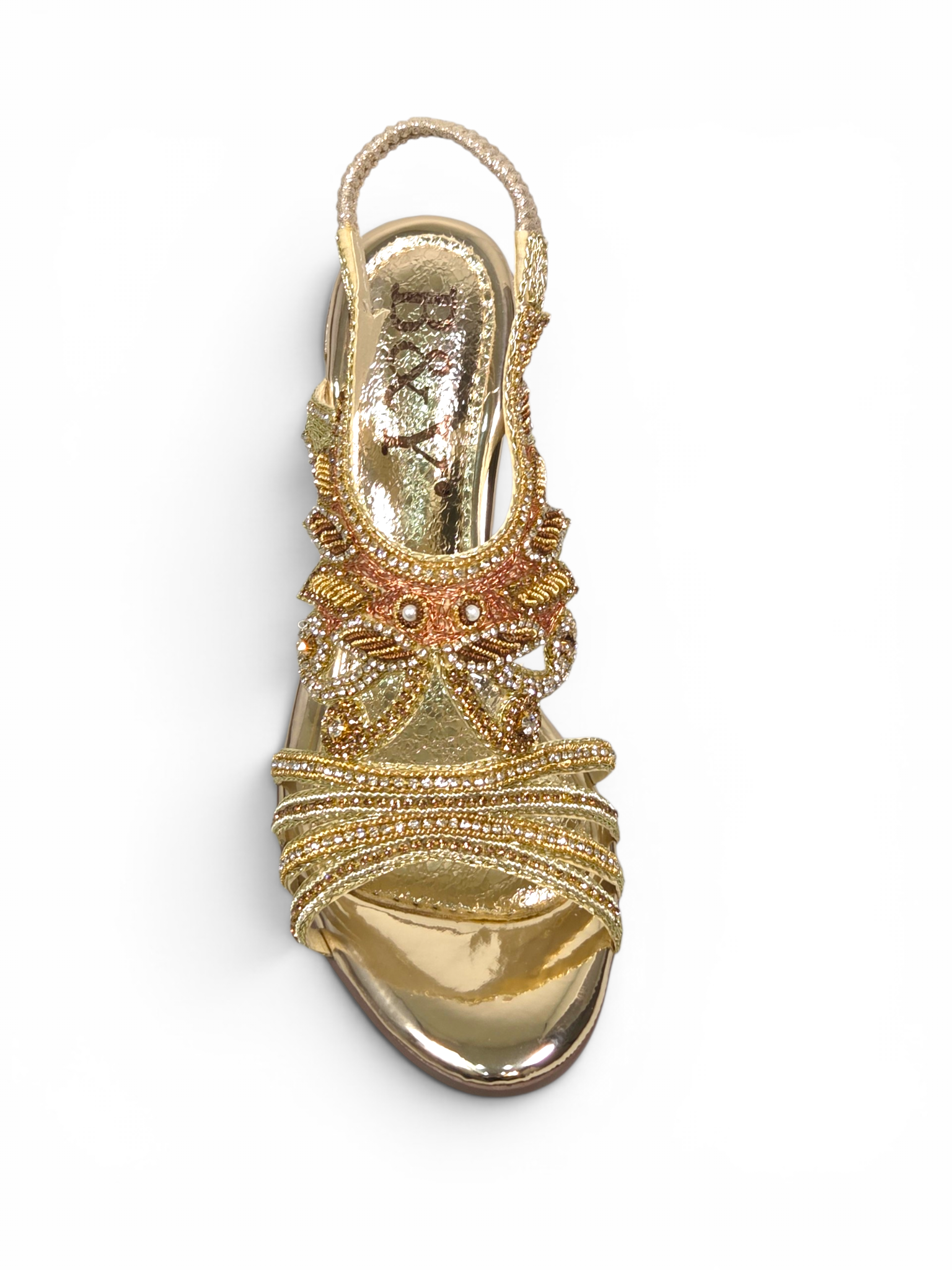 Sandália 9717 Dourado Com Salto Alto 6cm
