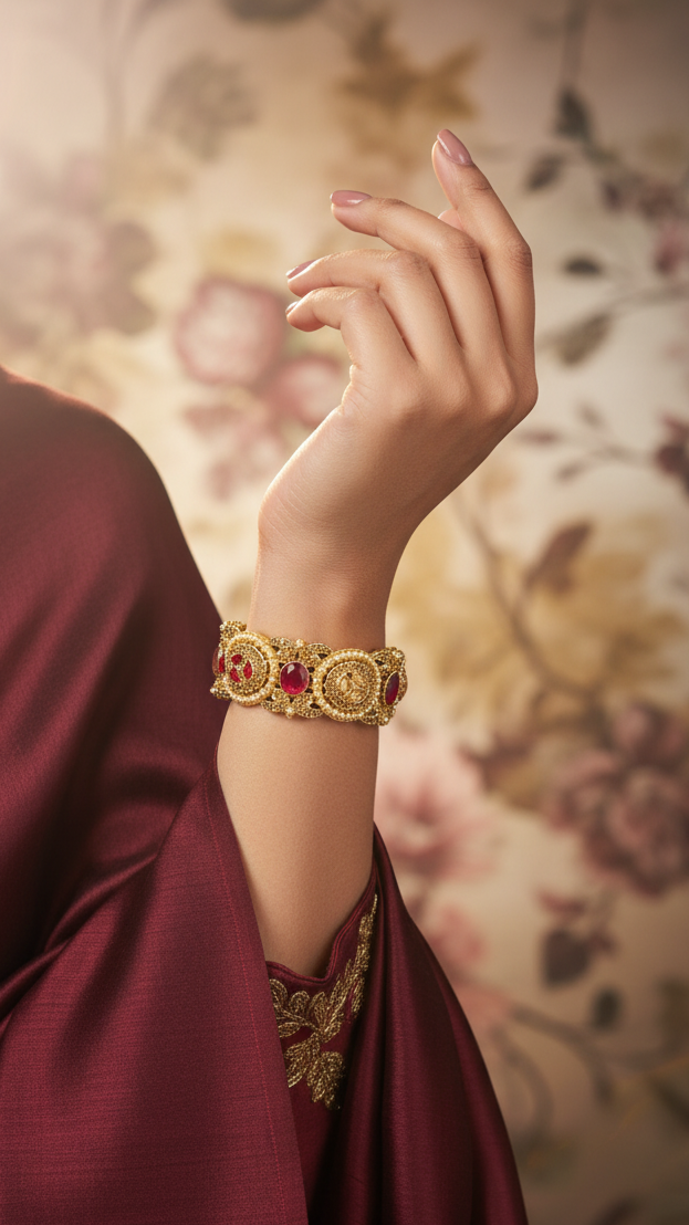 Bracelete Folheado Semi Joia Dourada #1044