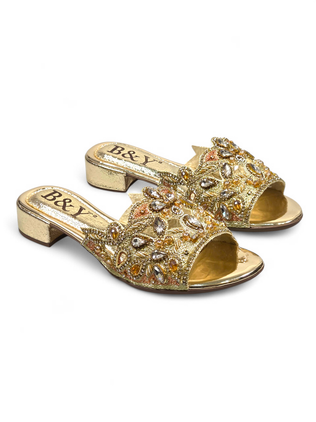 Tamanco 9278 Dourado Salto Bloco 3 cm
