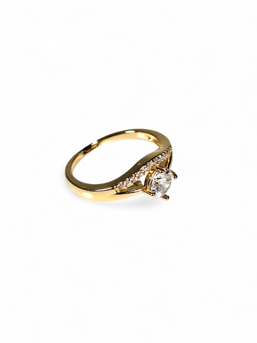 Anel Cristal Zirconia Dourada 007