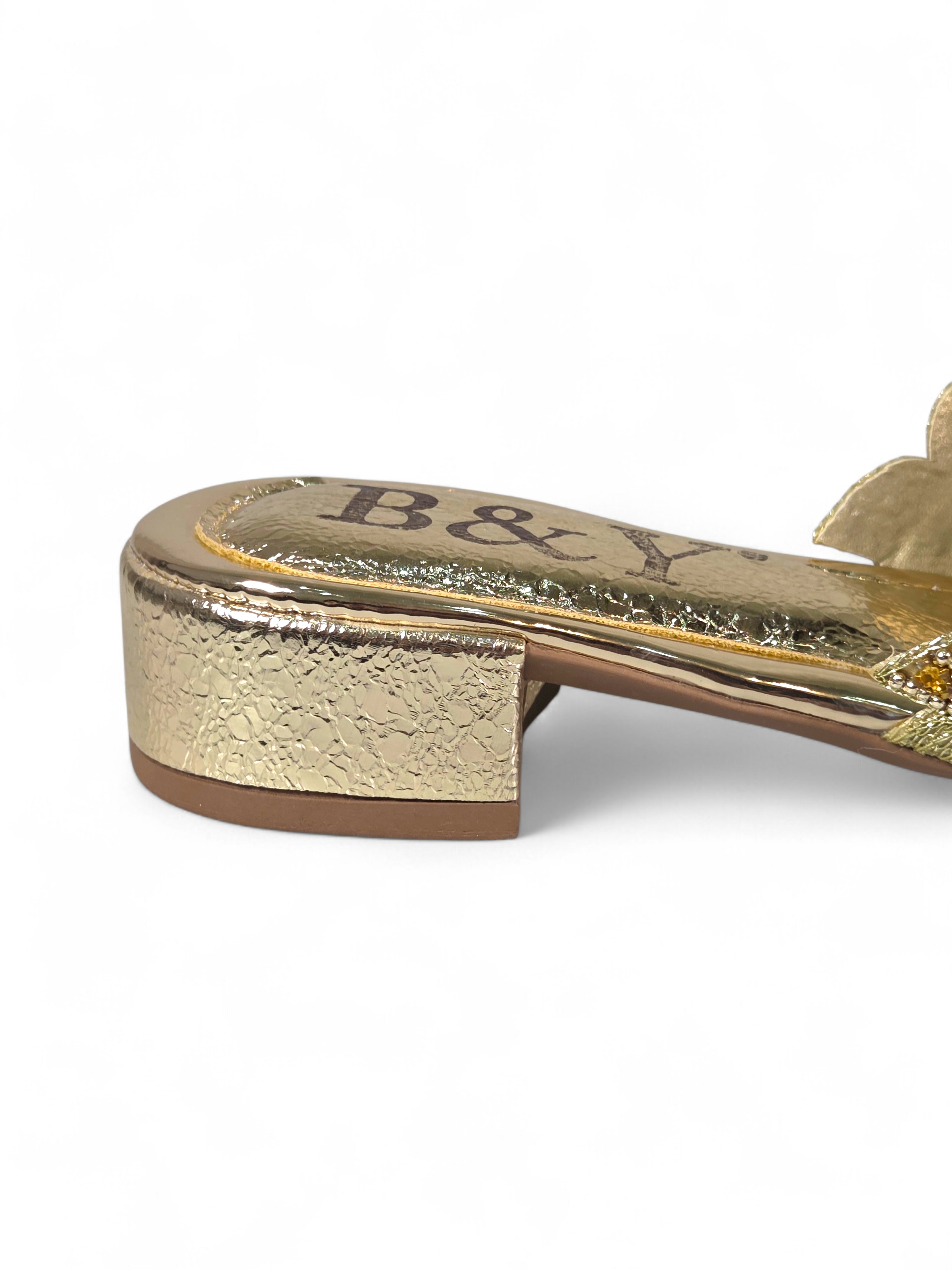 Chinelo 9827 Dourado Salto Bloco