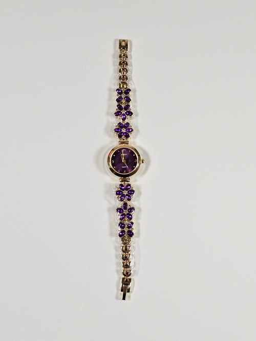 Kit Relógio Cristal com Pulseira folheada 012