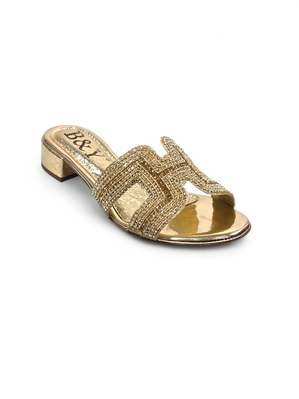 Tamanco 9568 Dourado Salto Bloco 3 cm