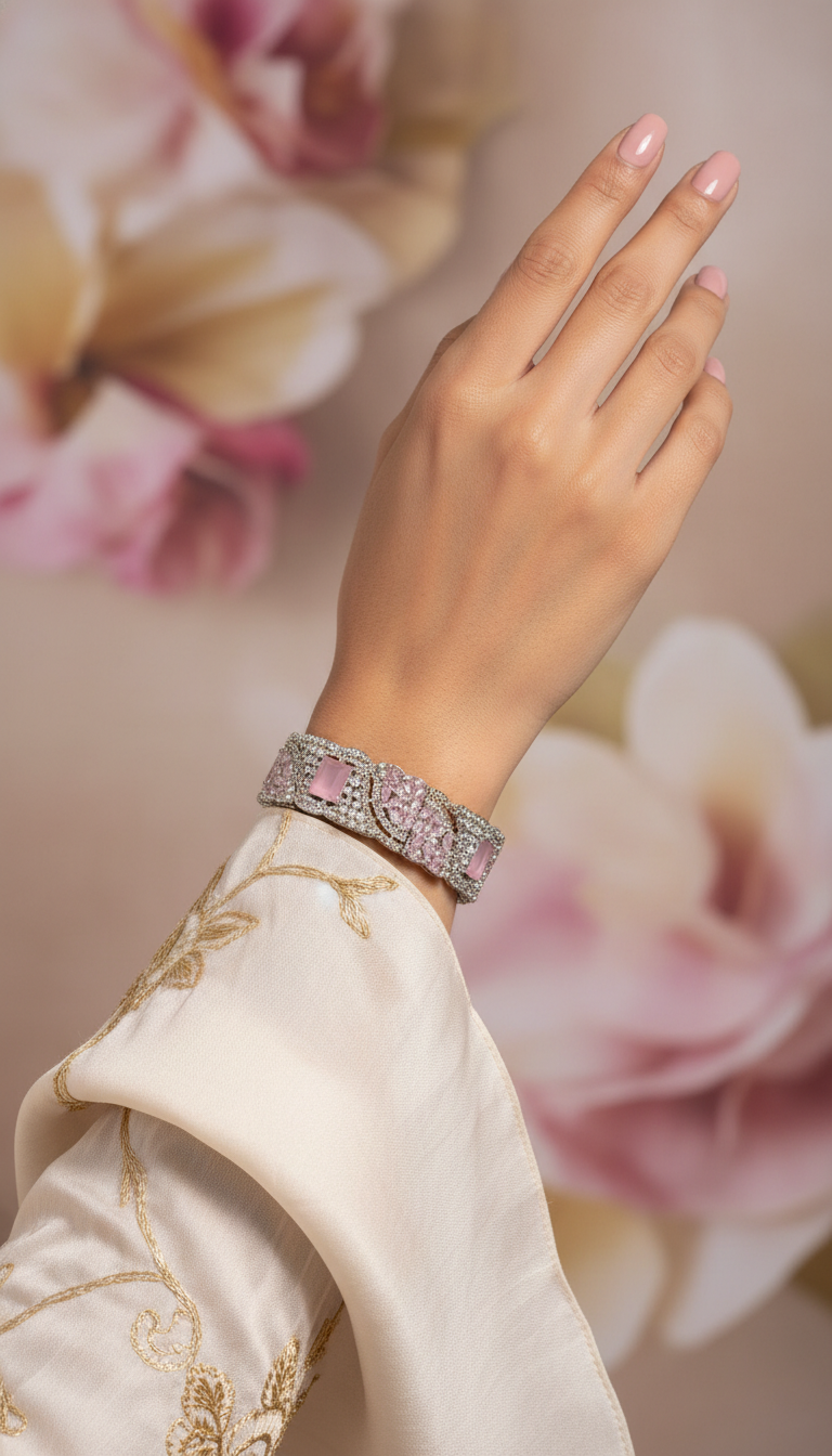 Bracelete Folheado Semi Joia Prata #1023