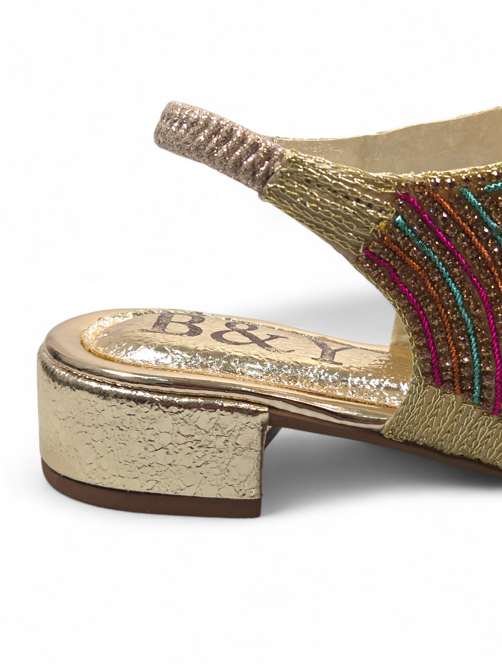 Sandália 6014 Dourado Colorido Salto Bloco 3 cm