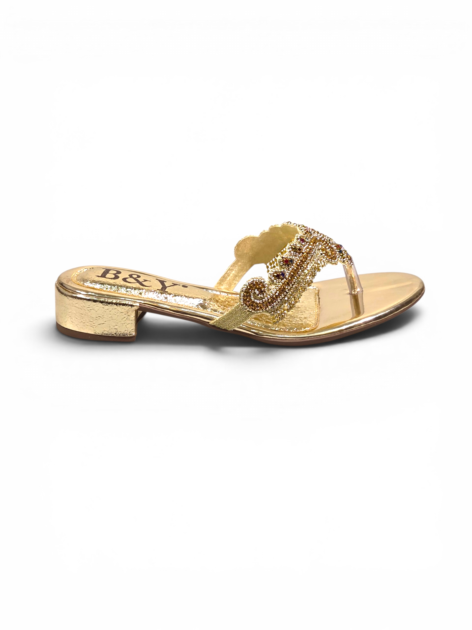 Chinelo 3047 Dourado Colorido Salto Bloco