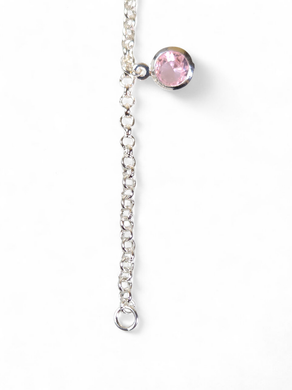 Pulseira Prata 925 com Zircônias Rosa Pendurado 1007