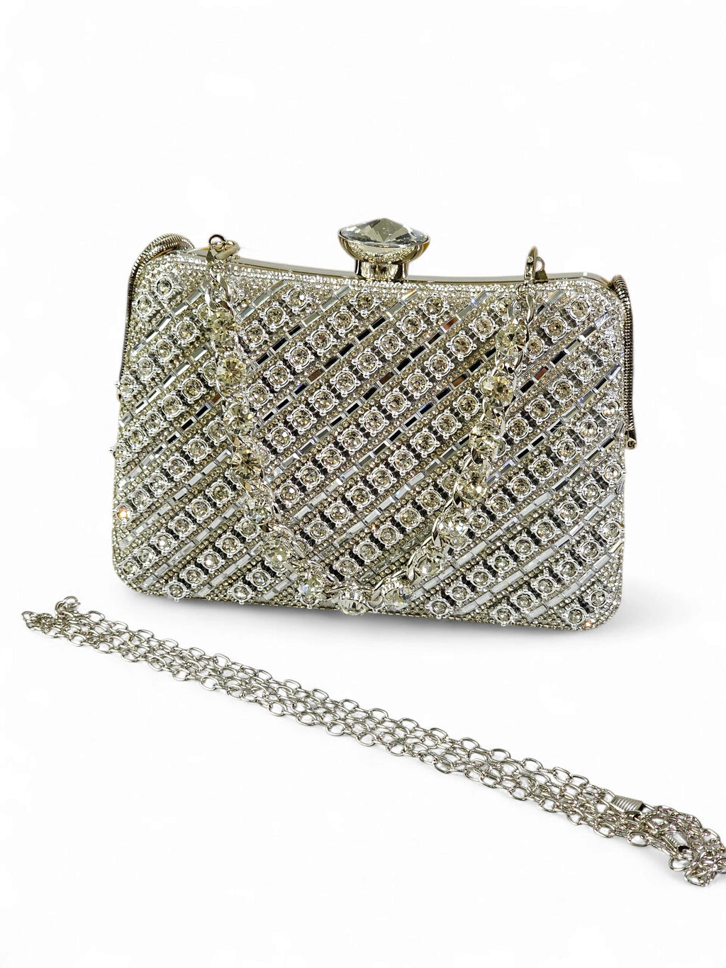 Bolsa Clutch Cristal Prata 014