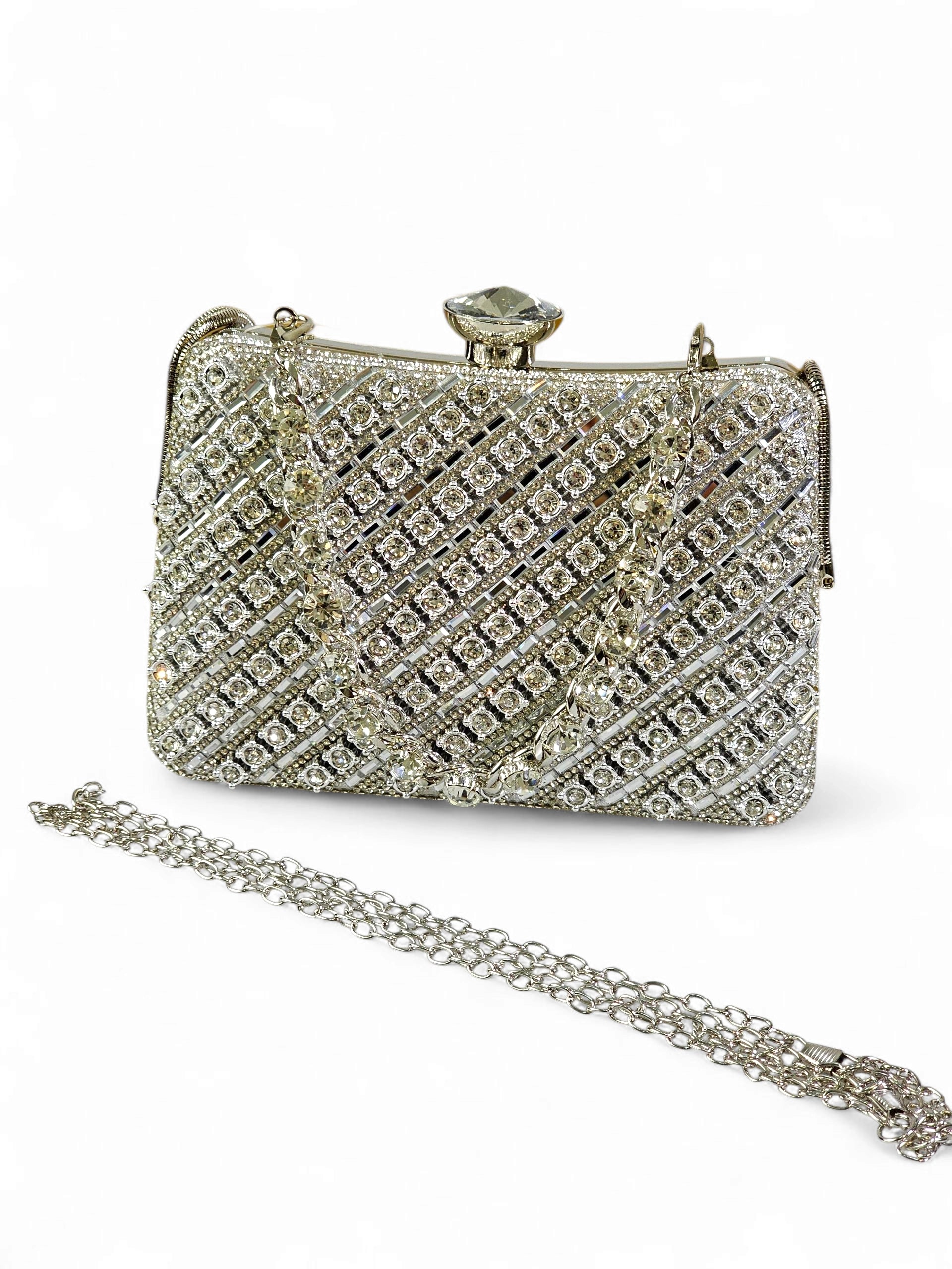 Bolsa Clutch Cristal Prata 014