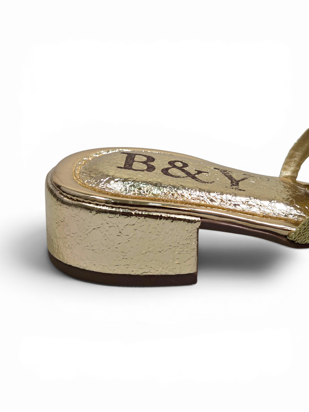 Tamanco 9849 Dourado Salto Baixo 3 cm