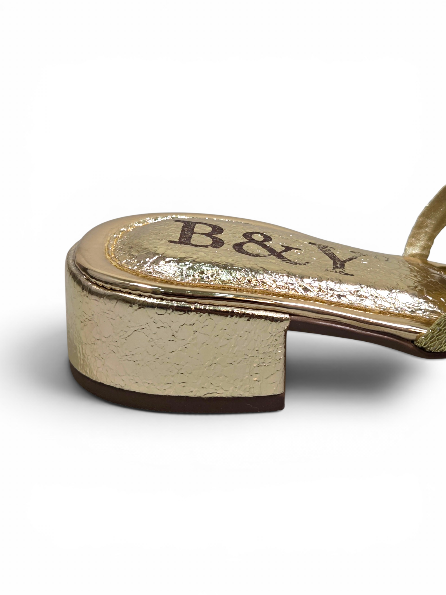 Tamanco 9849 Dourado Salto Baixo 3 cm